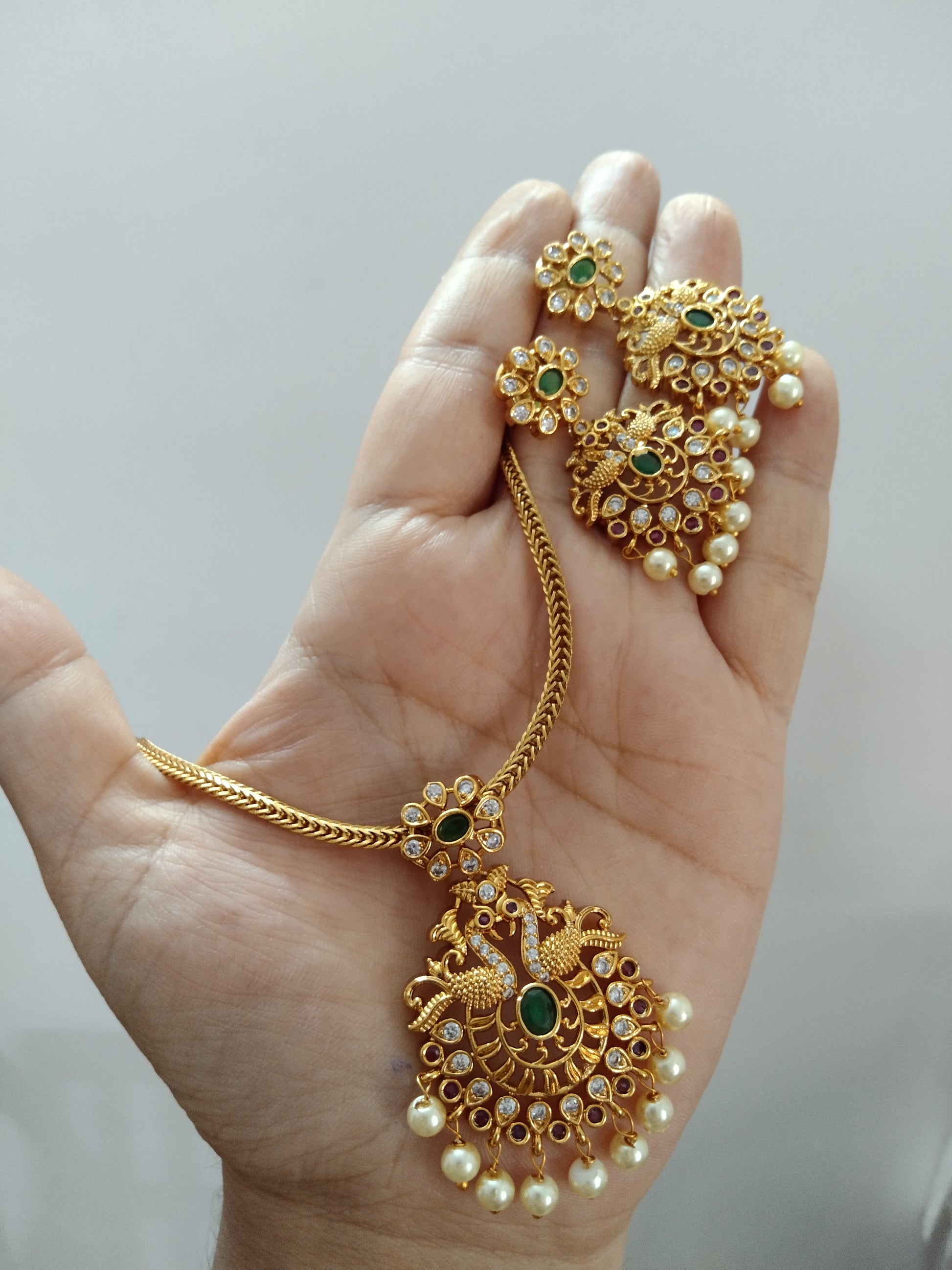 Peacock Pendant Necklace Set V2