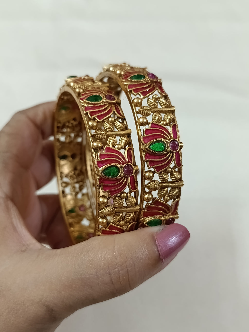 Meenakari Lotus Bangle Set of 2