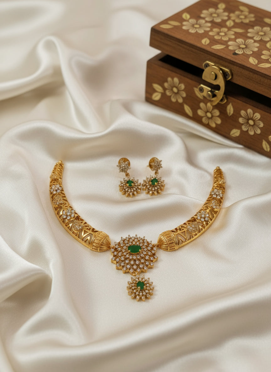 AD Flower Hasli Necklace Set