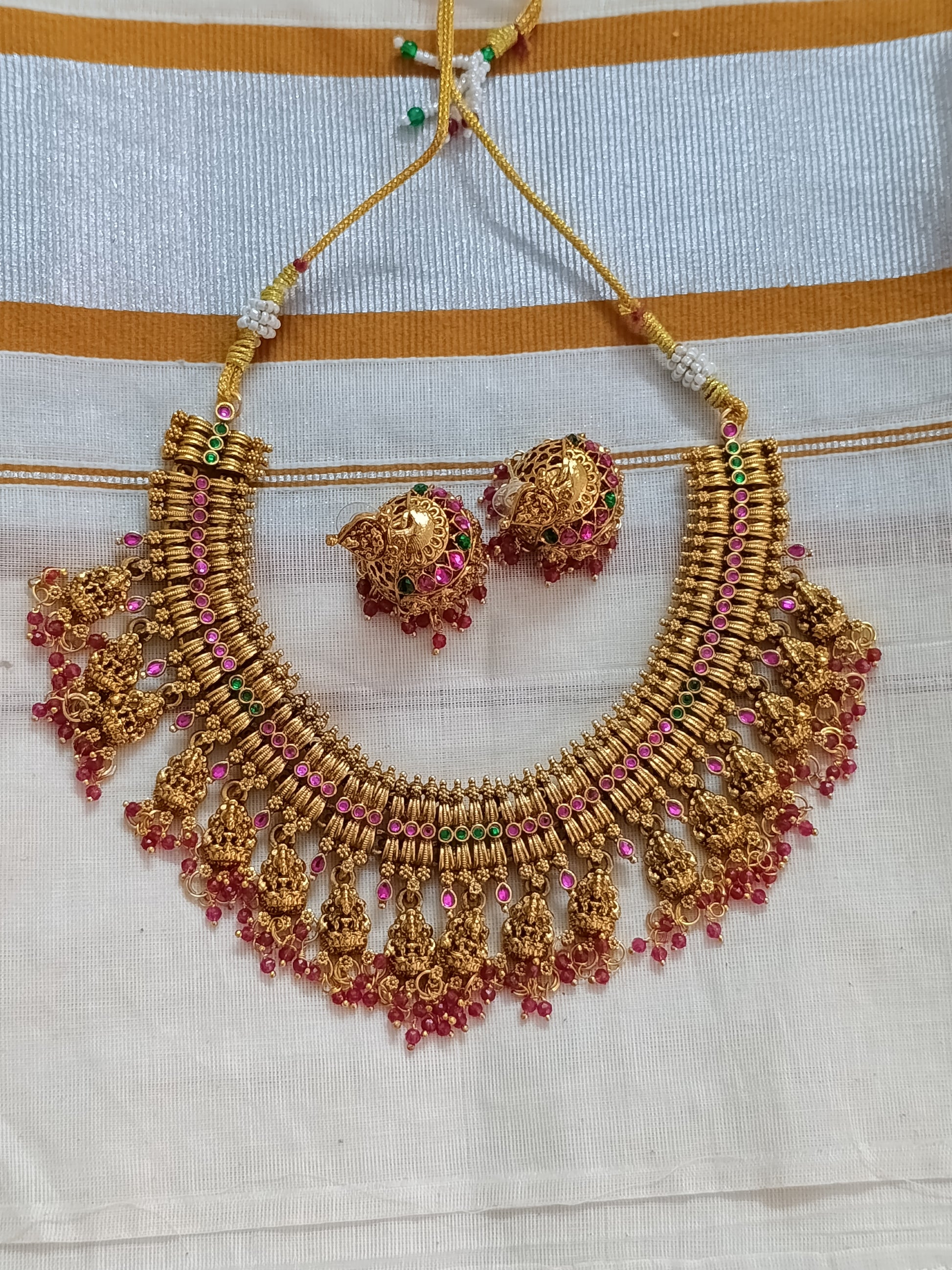 Matte Finish Royal Lakshmi Necklace Set