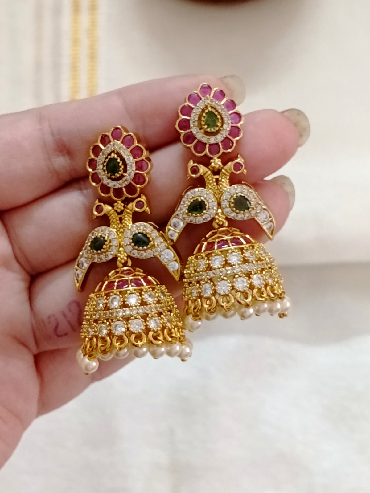 Peacock AD Jhumka Earring