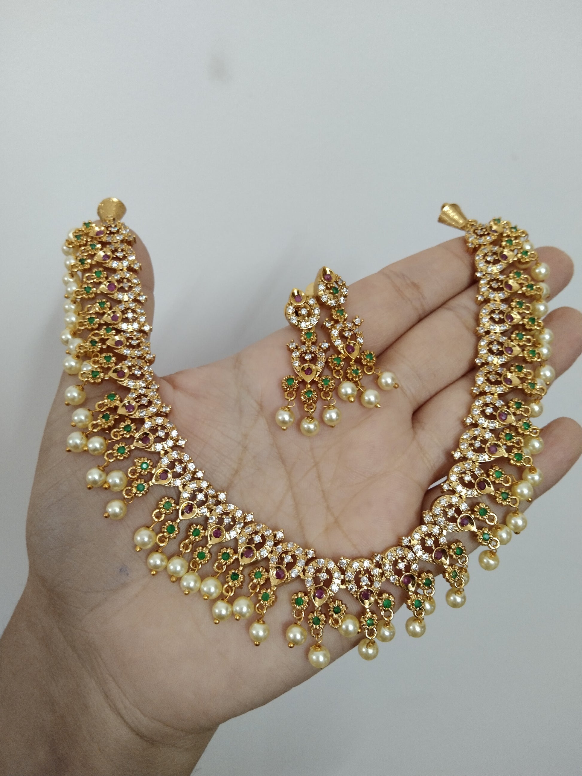 AD Necklace with Pearl Drop V13