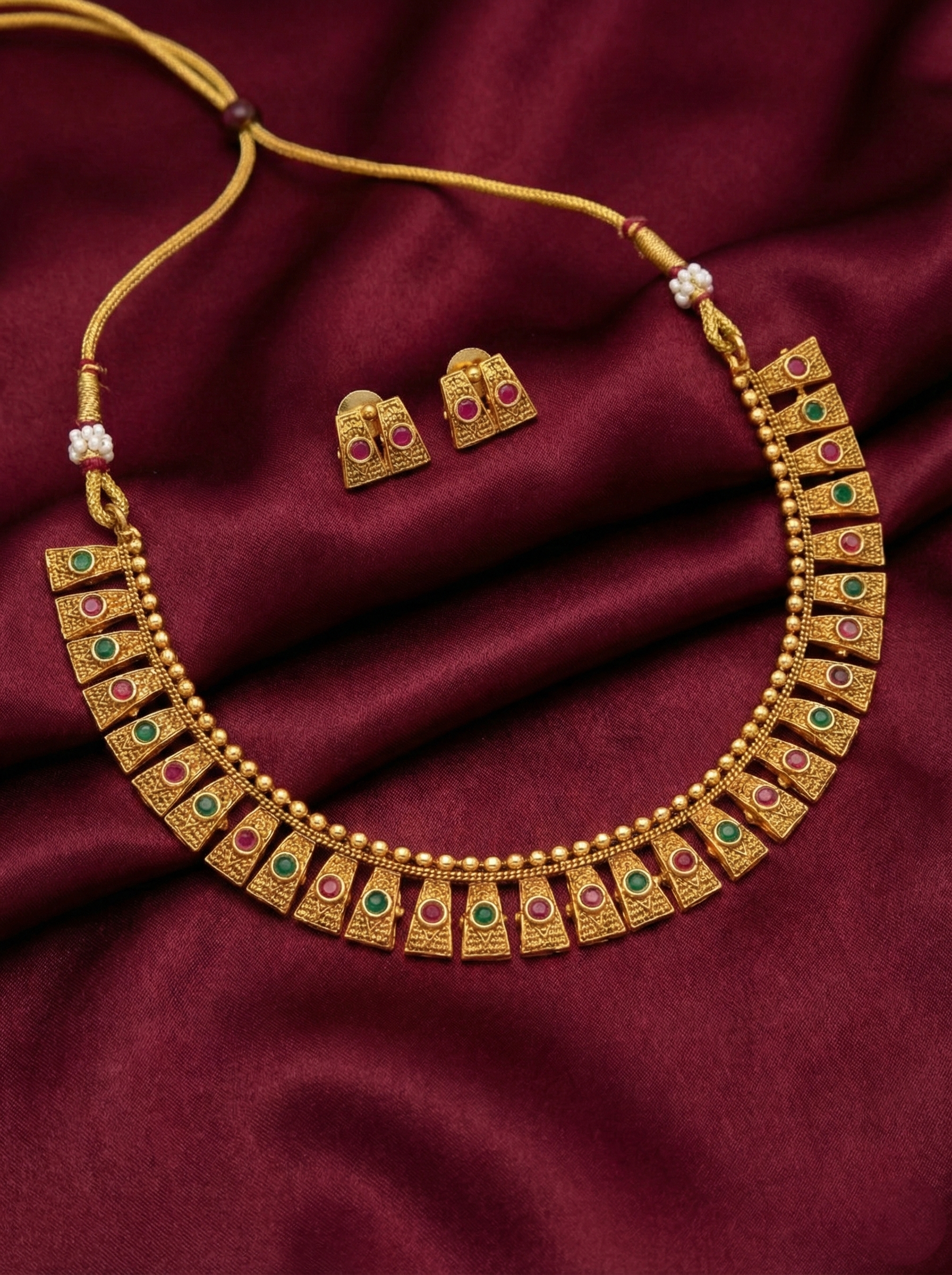 Matte Finish Paradise Traditional Necklace Set
