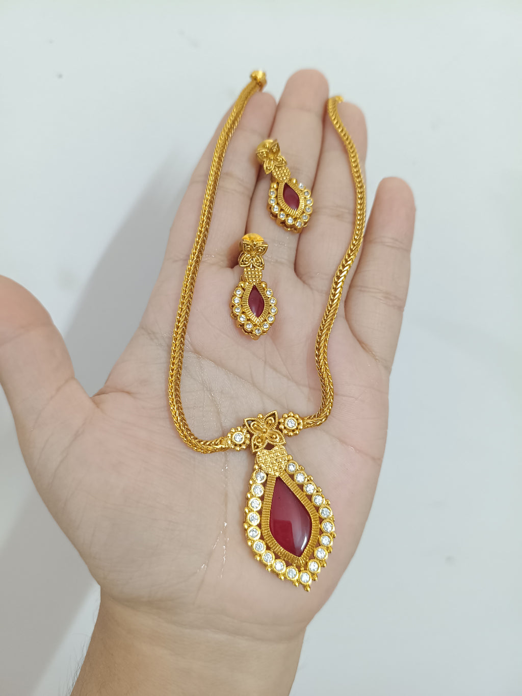 AD Nagapadam Pendant Necklace Set V2