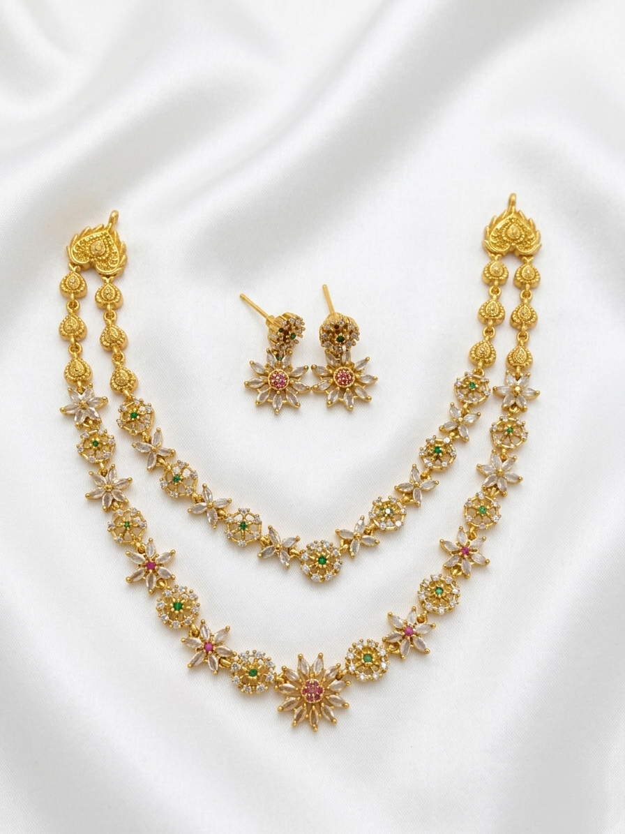 2 Layer AD Floral Necklace