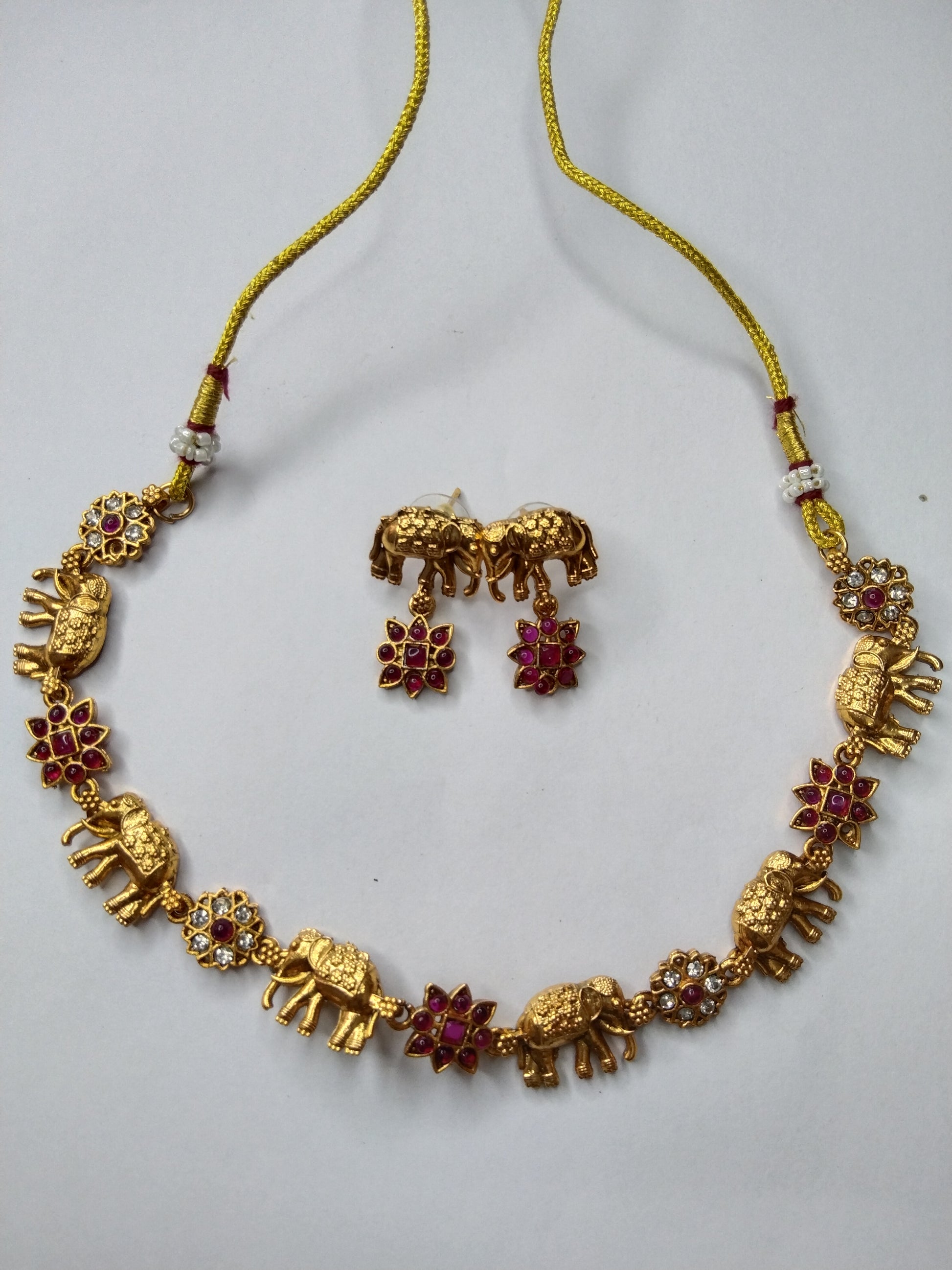 Floral Elephant Necklace Set