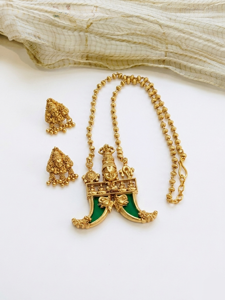 Balaji Palakka Mango Pendant Necklace Set