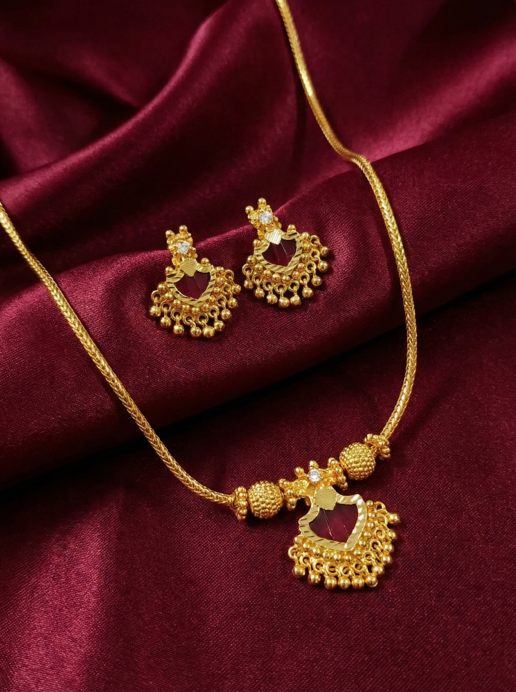 Micro Polish Single Pendant Necklace Set