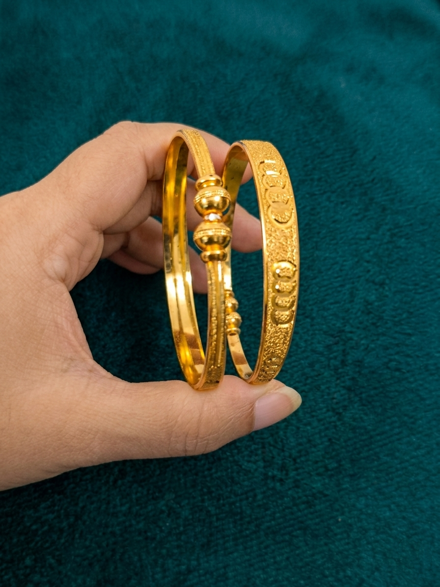Micro Polish Adjustable Bangle Set of 2