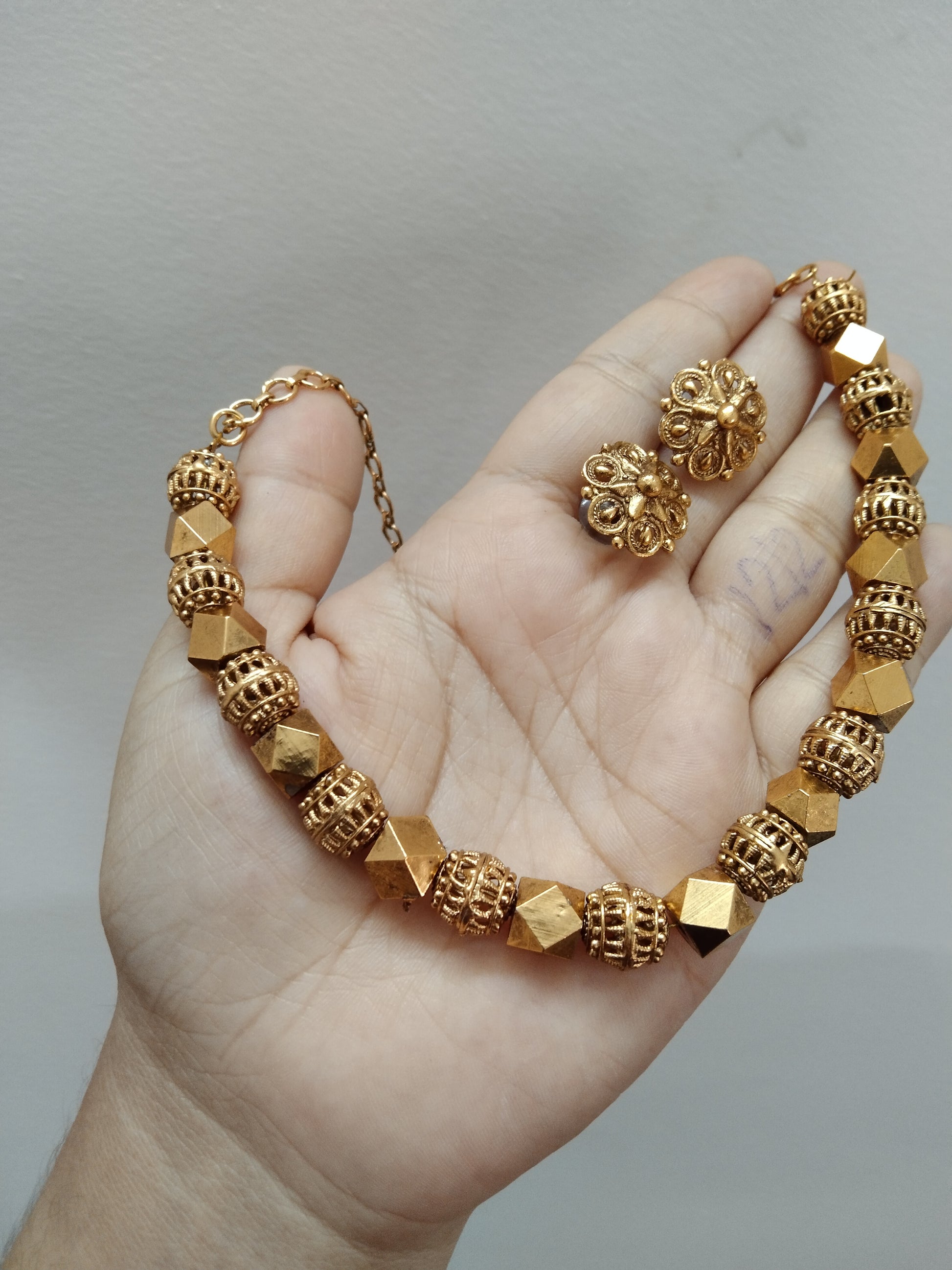 Golden Bead Necklace Set