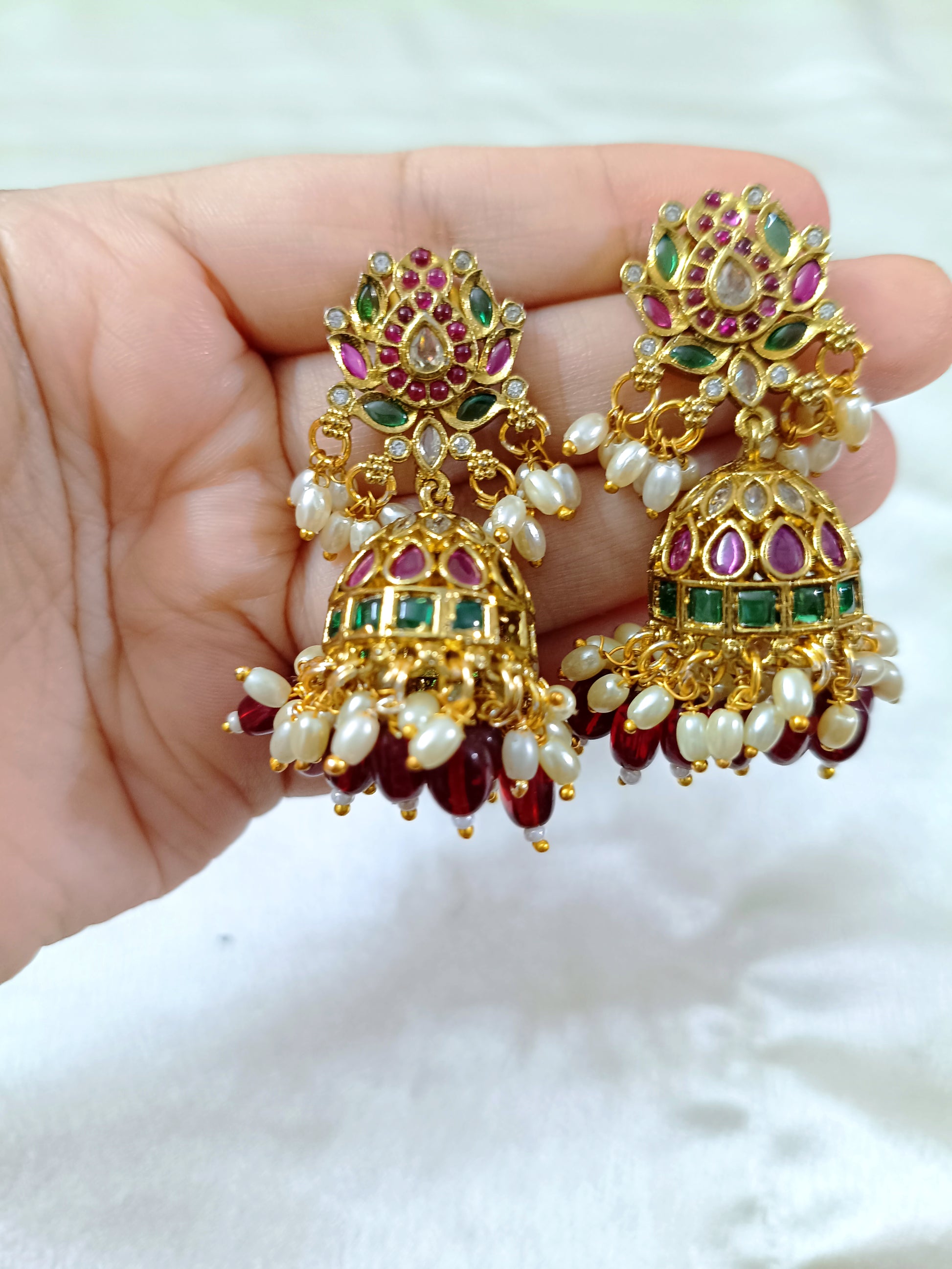 Lotus Kemp Jhumka Earring