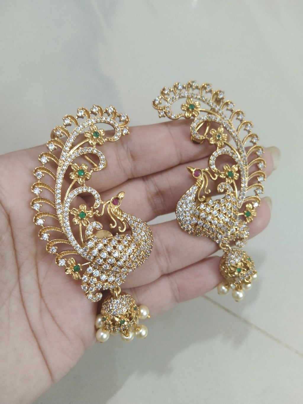 Peacock Earcuff Jhumka Earring