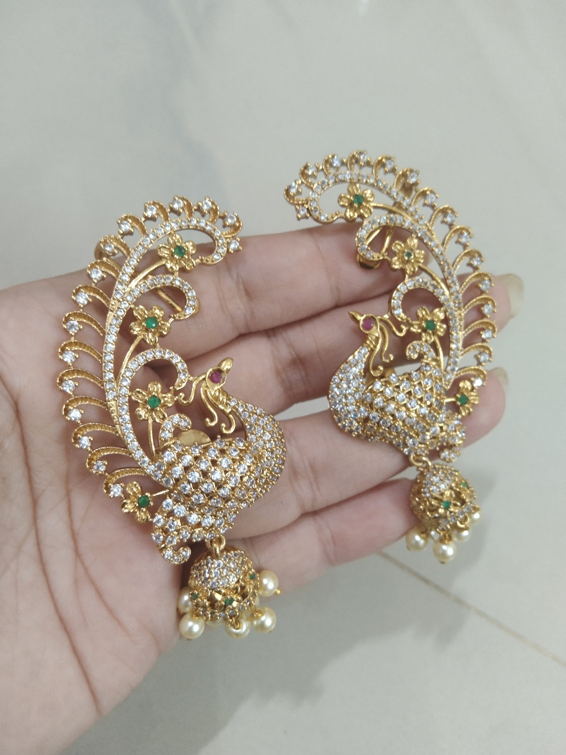 Peacock Earcuff Jhumka Earring