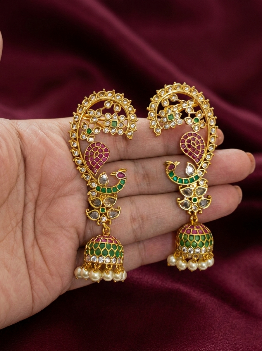 Peacock Earcuff Jhumka V8