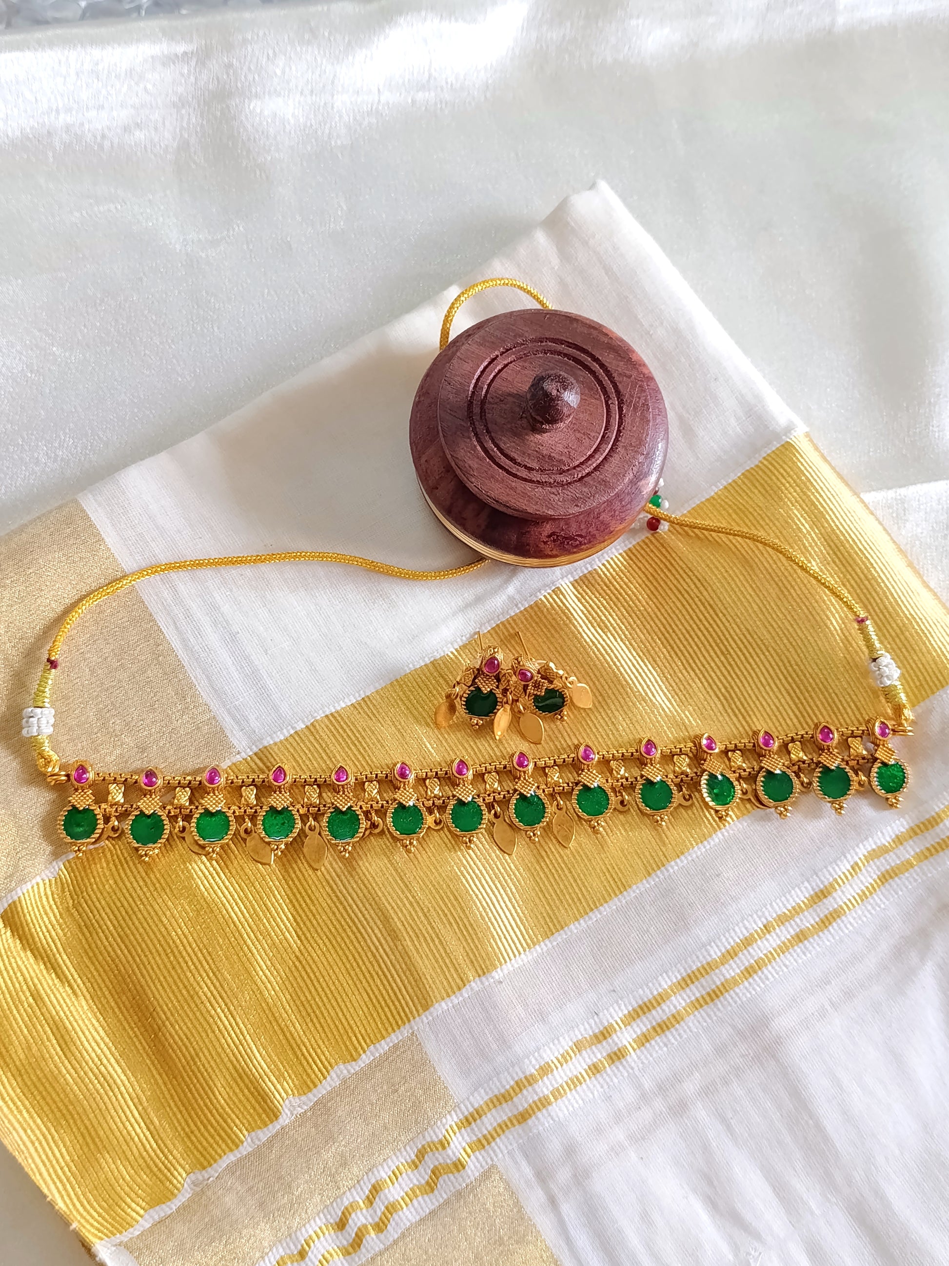 Matte Finish Round Palakka Elakathali Choker Set V25