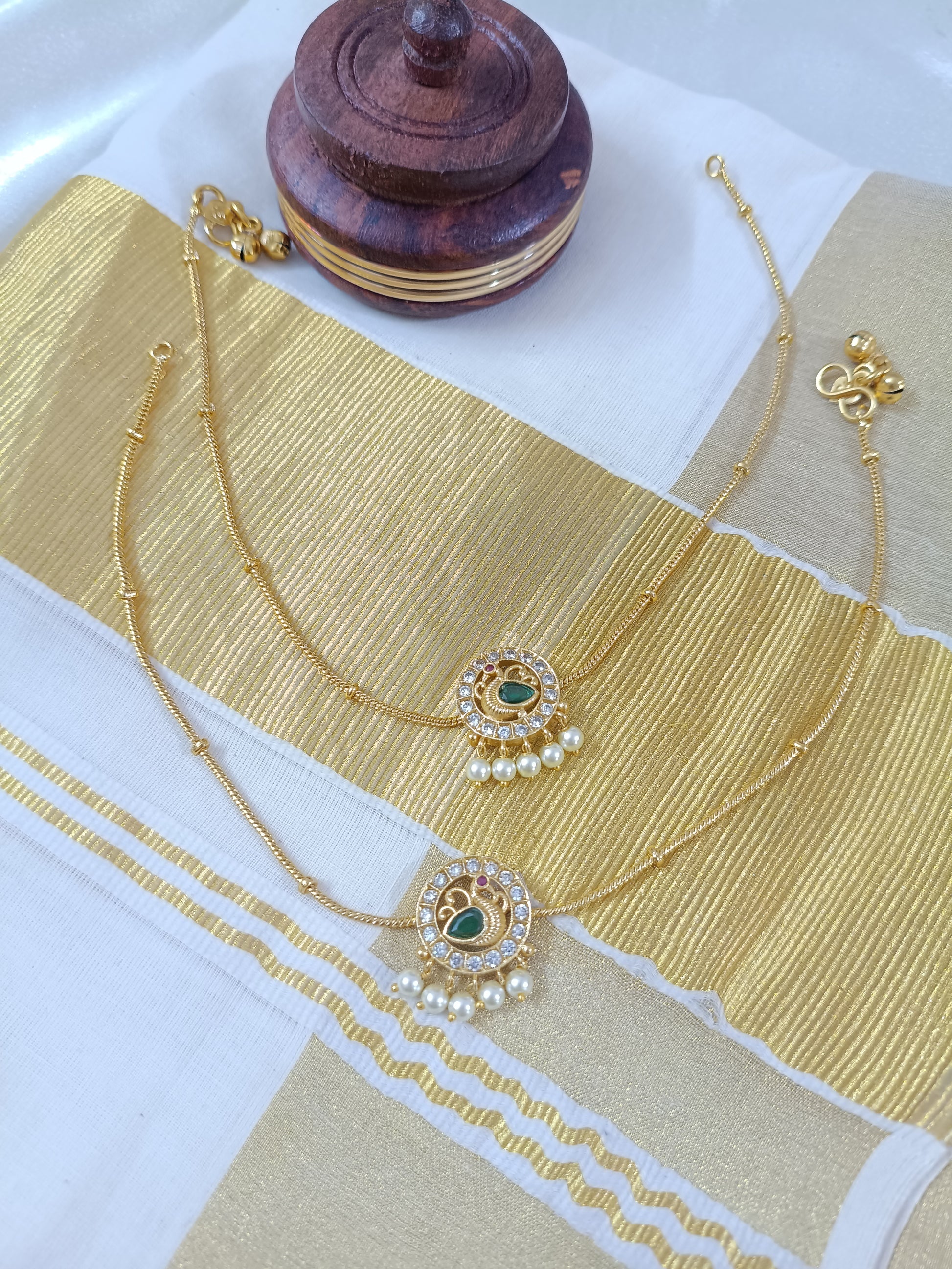 AD Peacock Motif Anklets V1