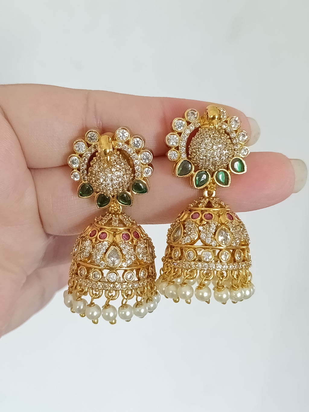 AD Peacock Jhumka Earrings