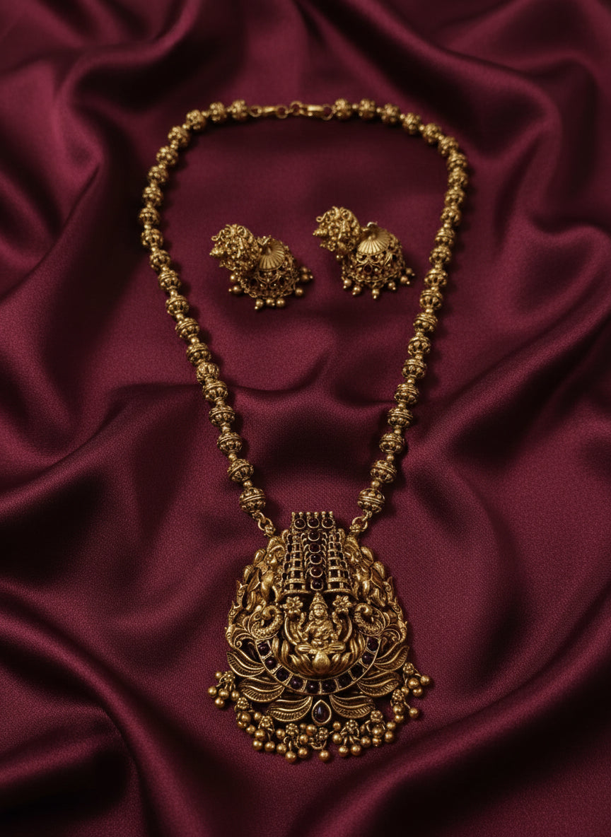 Temple Lakshmi Mid Long Necklace V5