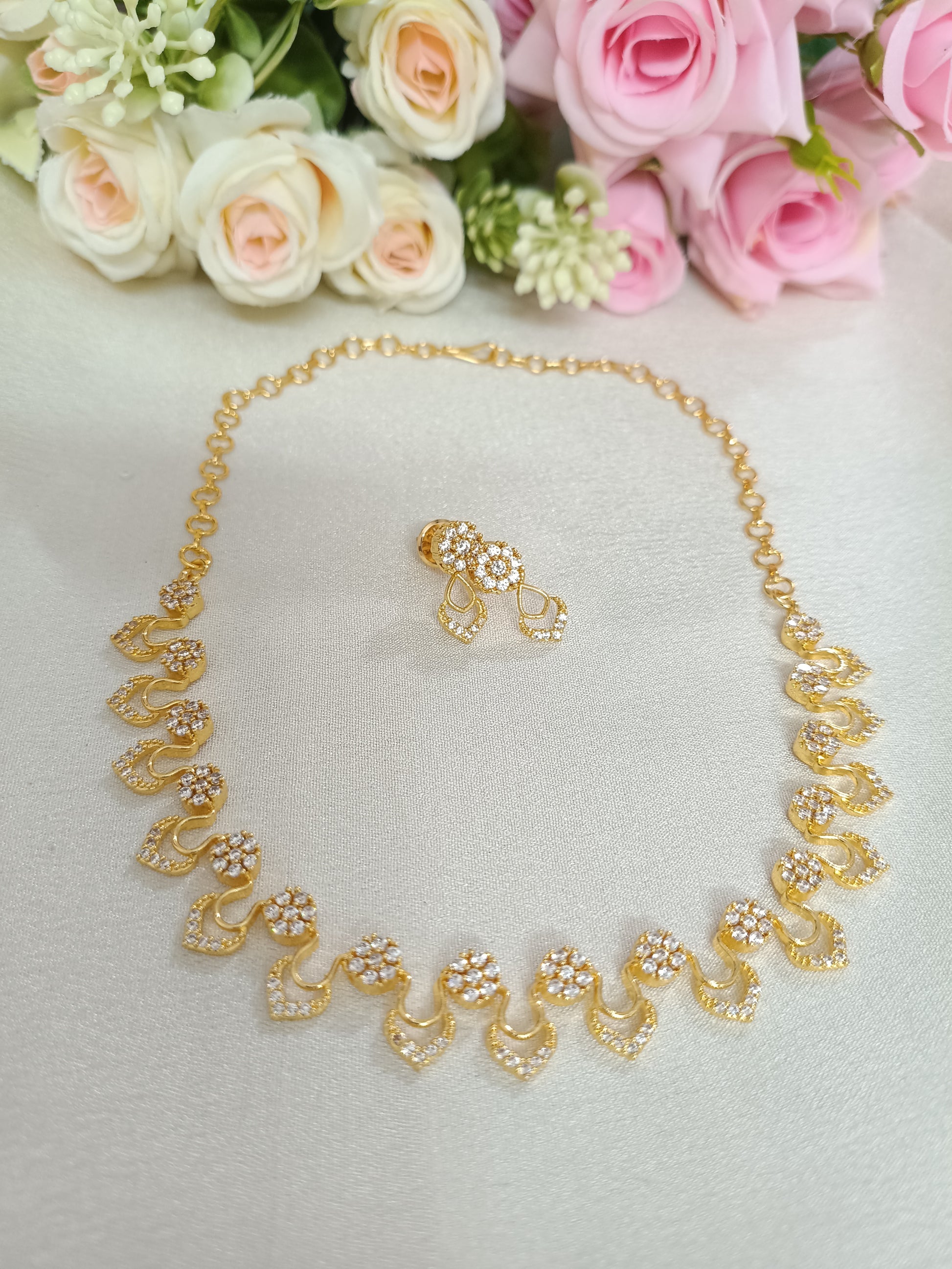 Micro polish AD Stone Necklace Set