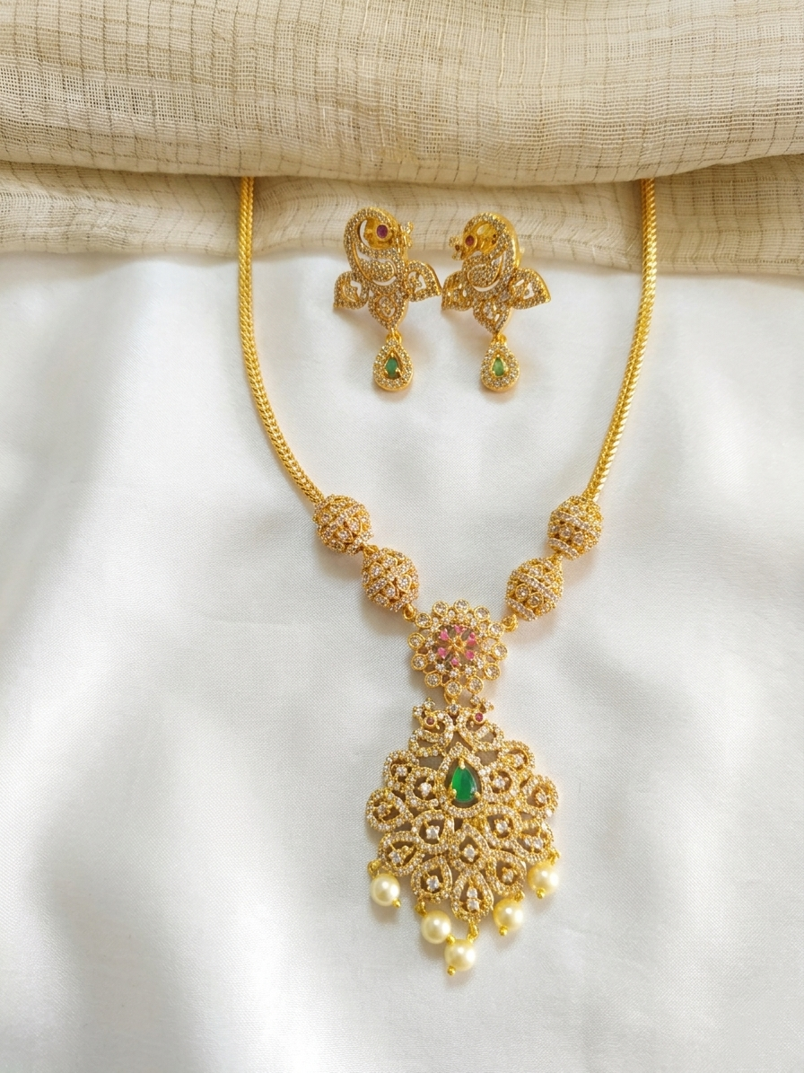 AD Peacock Pendant Necklace Set V125