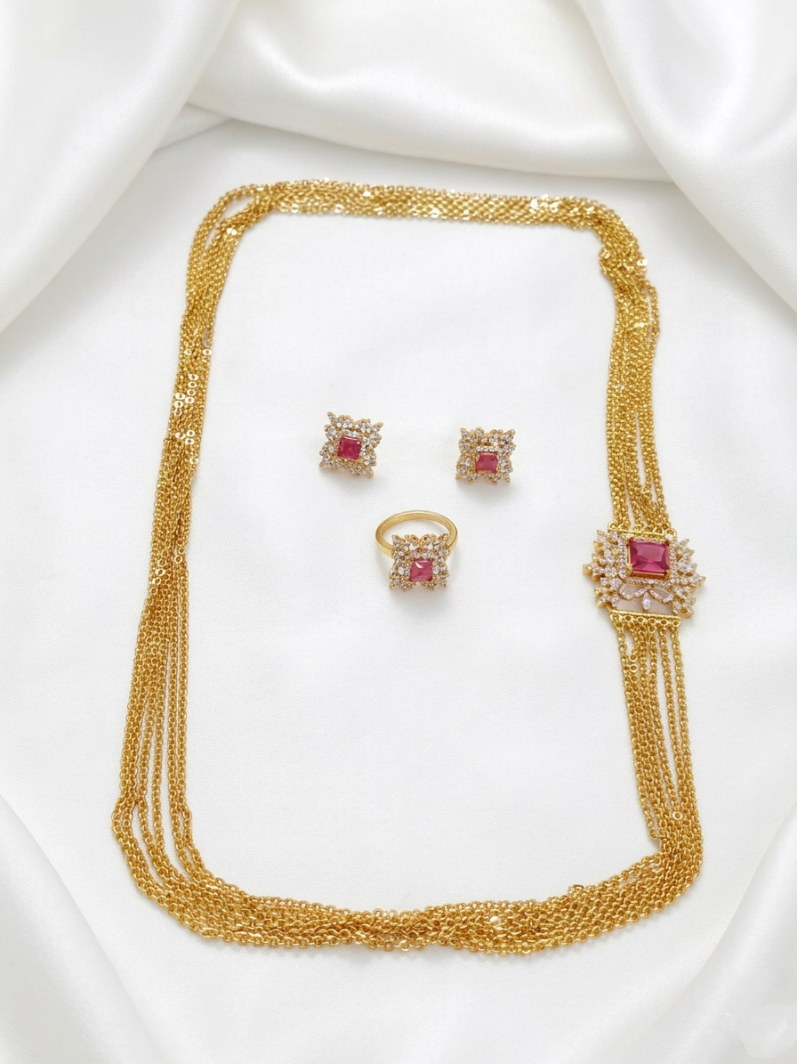 Chandraharam Mugappu Long Necklace Set