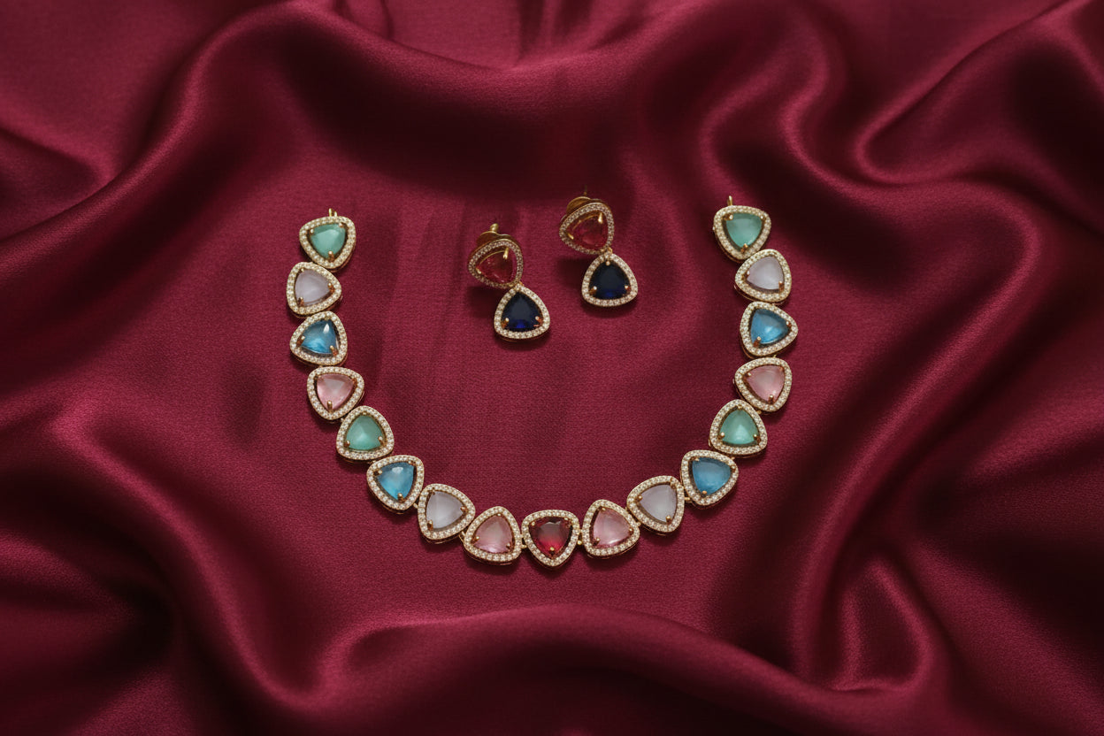 Navaratna Necklace Set V4