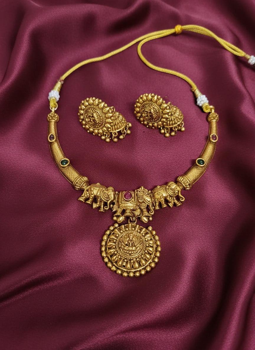 Elephant Lakshmi Hasli Necklace