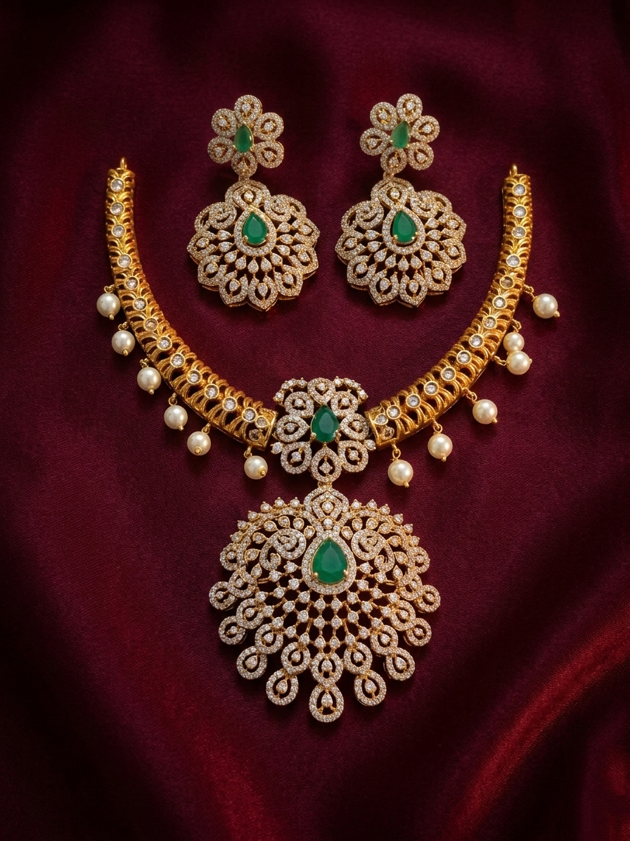 Premium Quality AD Royal Hasli Necklace Set