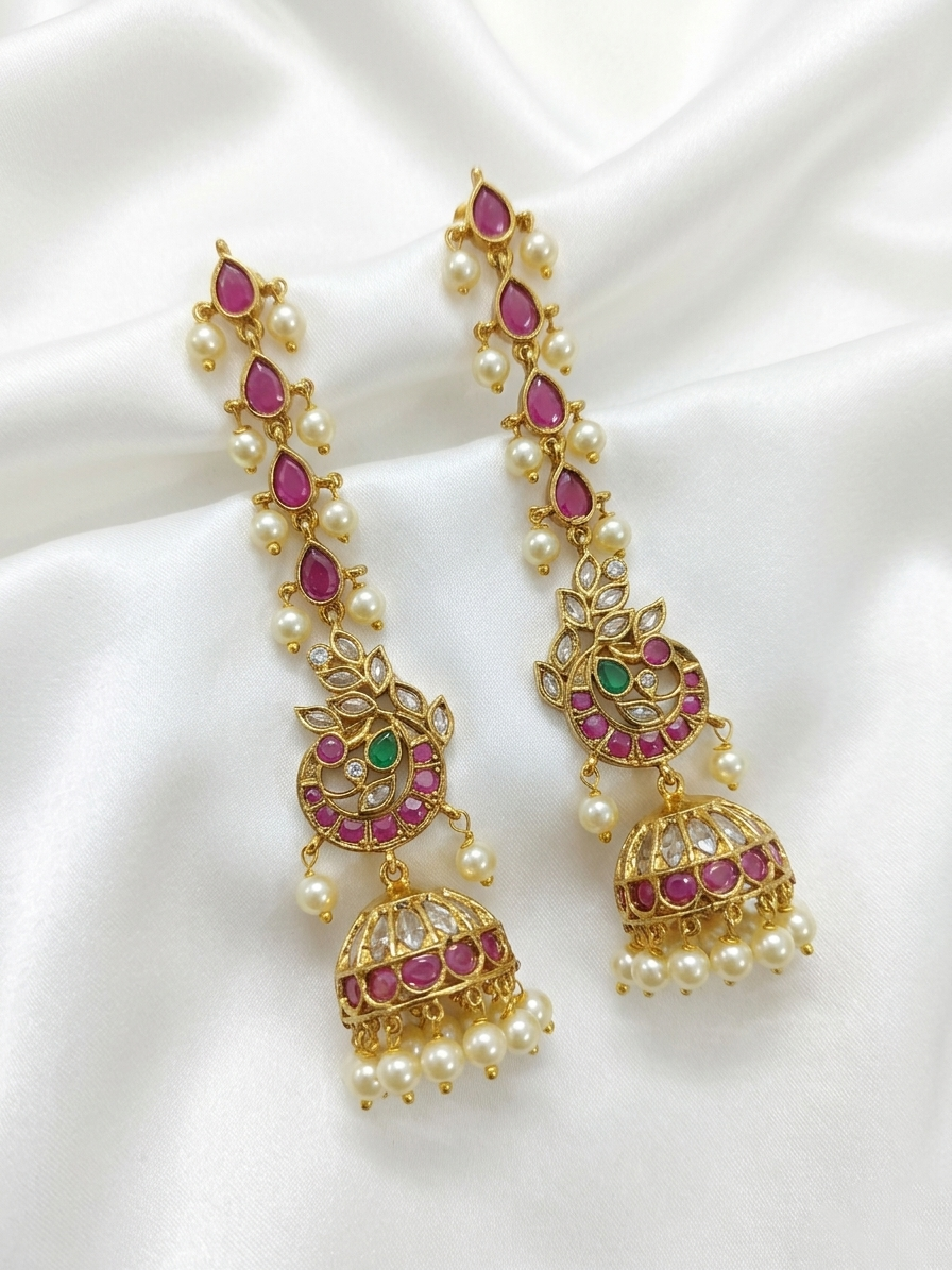 Peacock Mattal Jhumka Earring