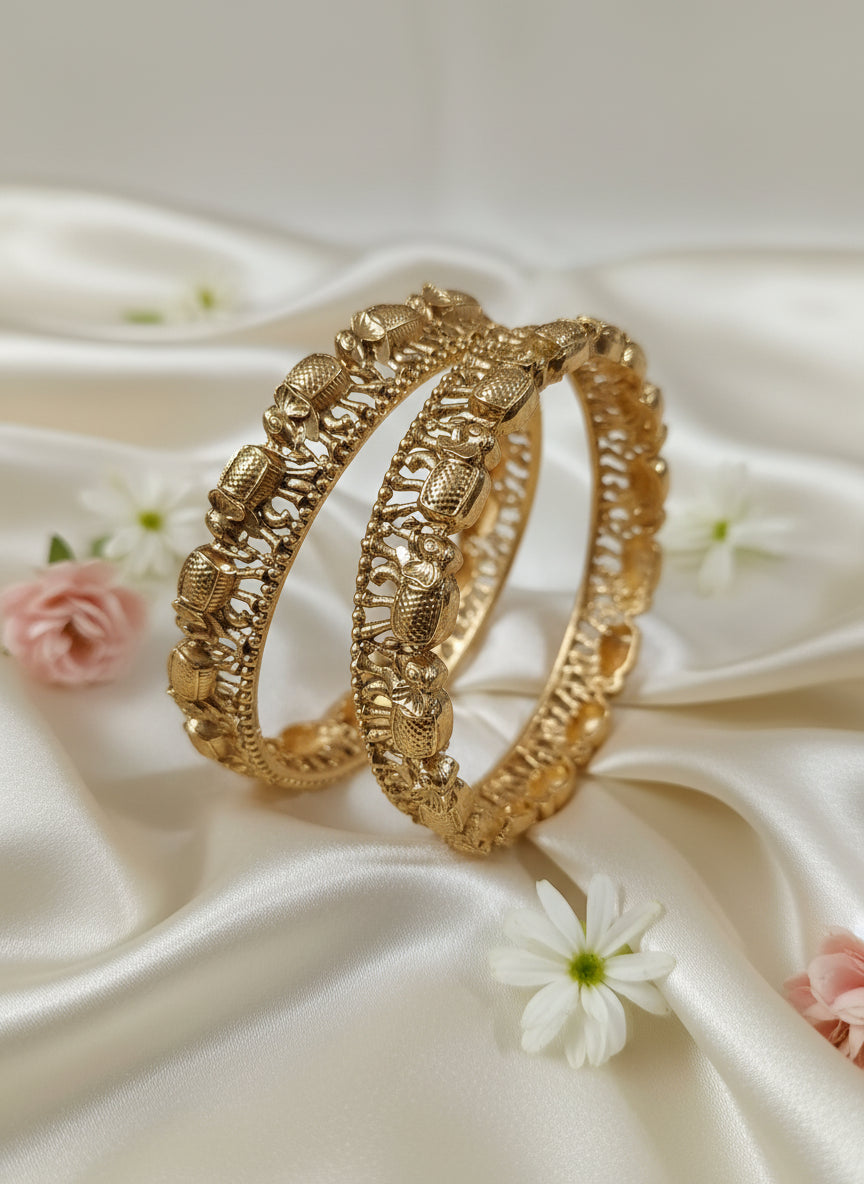 Elephant Broad Bangle Set of 2