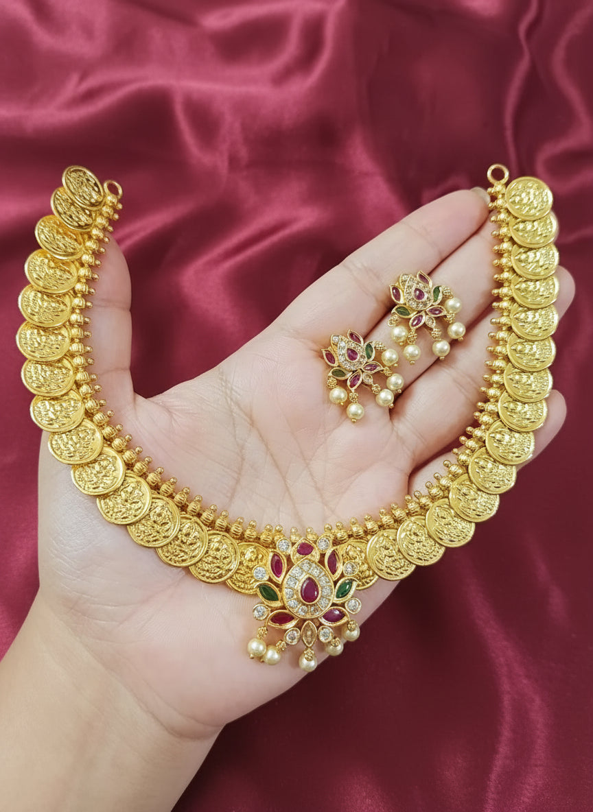 Fusion Coin Lotus Necklace Set
