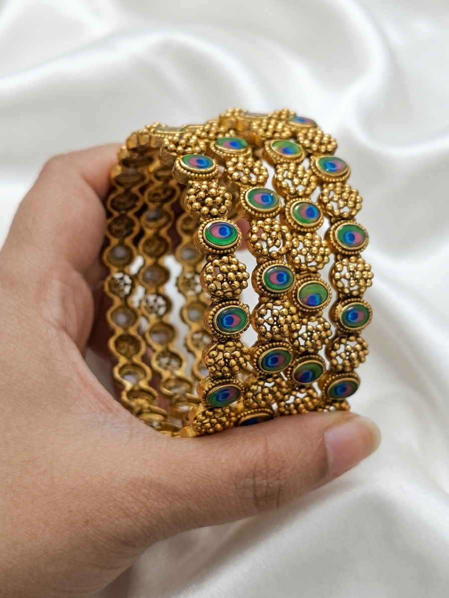 Peacock Bangles Set of 4