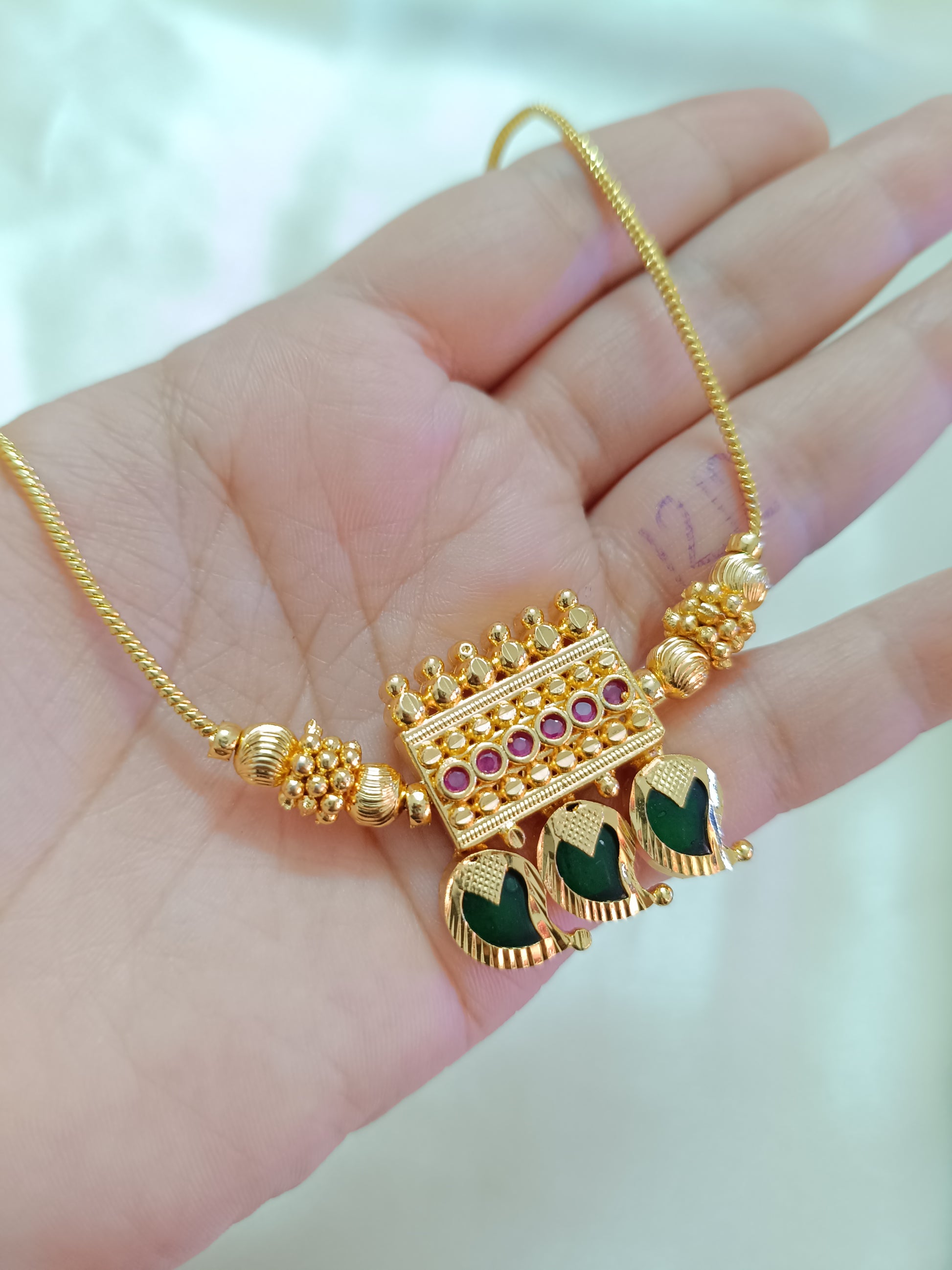Micro Polish Palakka Mango Pendant Necklace Set