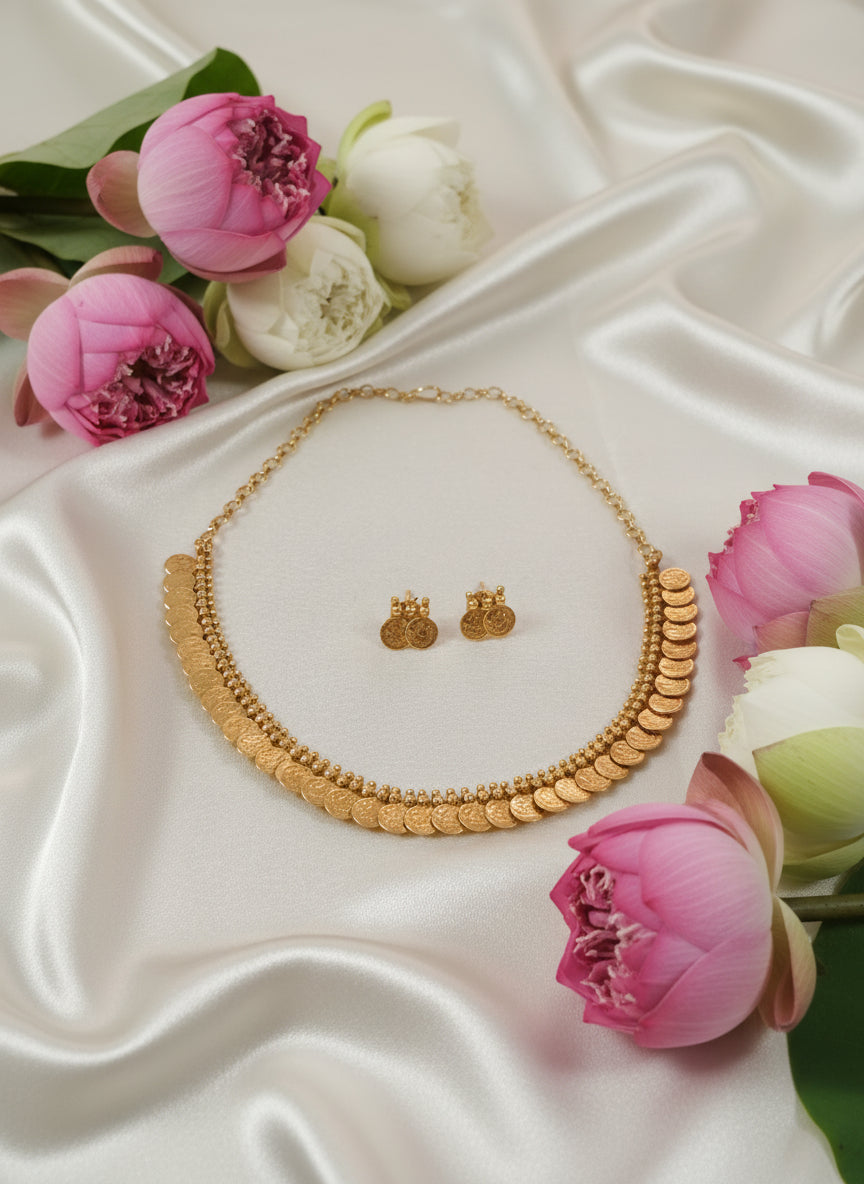 Traditional Lakshmi Kasu Necklace with Back Chain