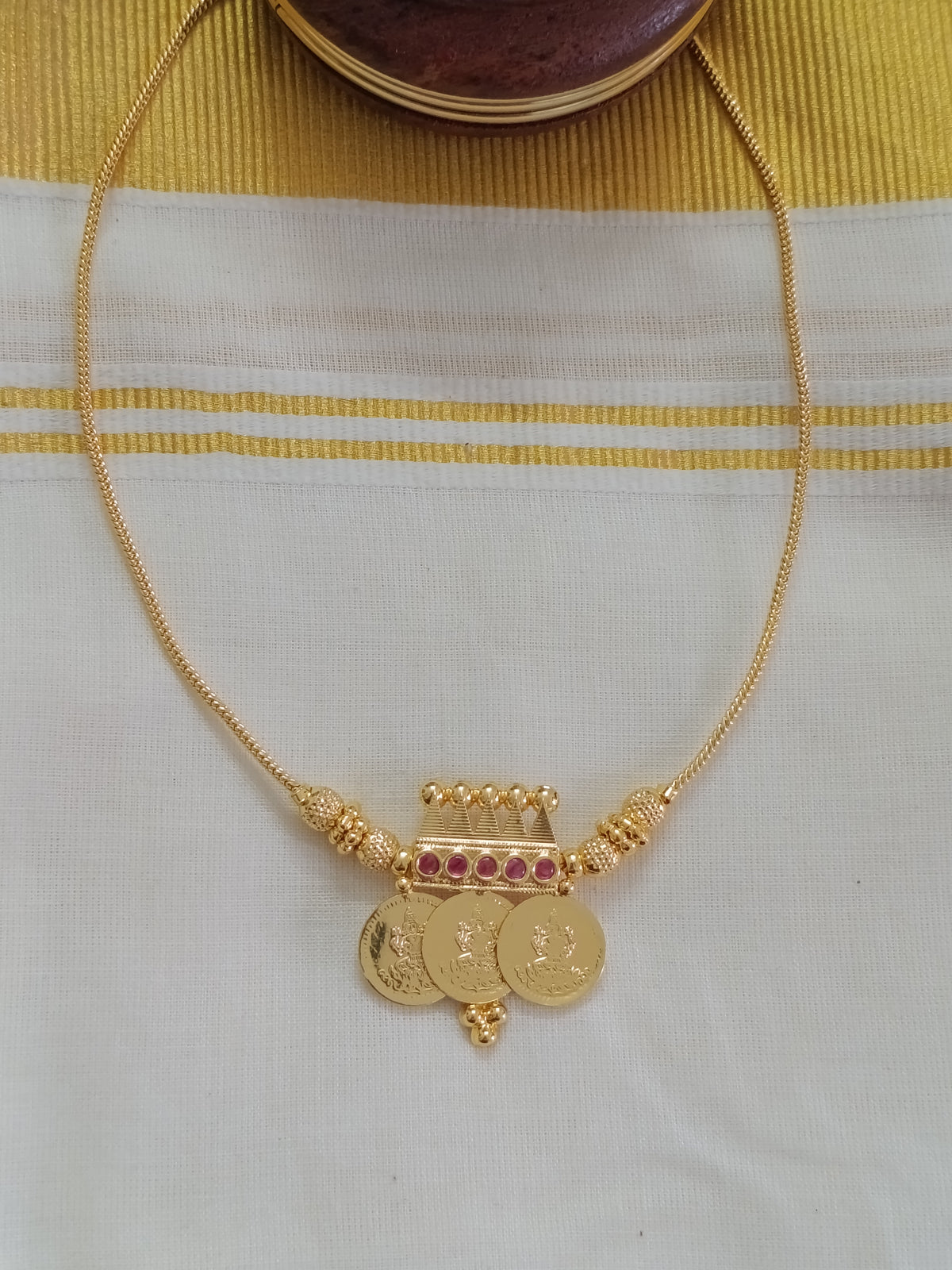 Micro Polish Coin Pendant Necklace Set