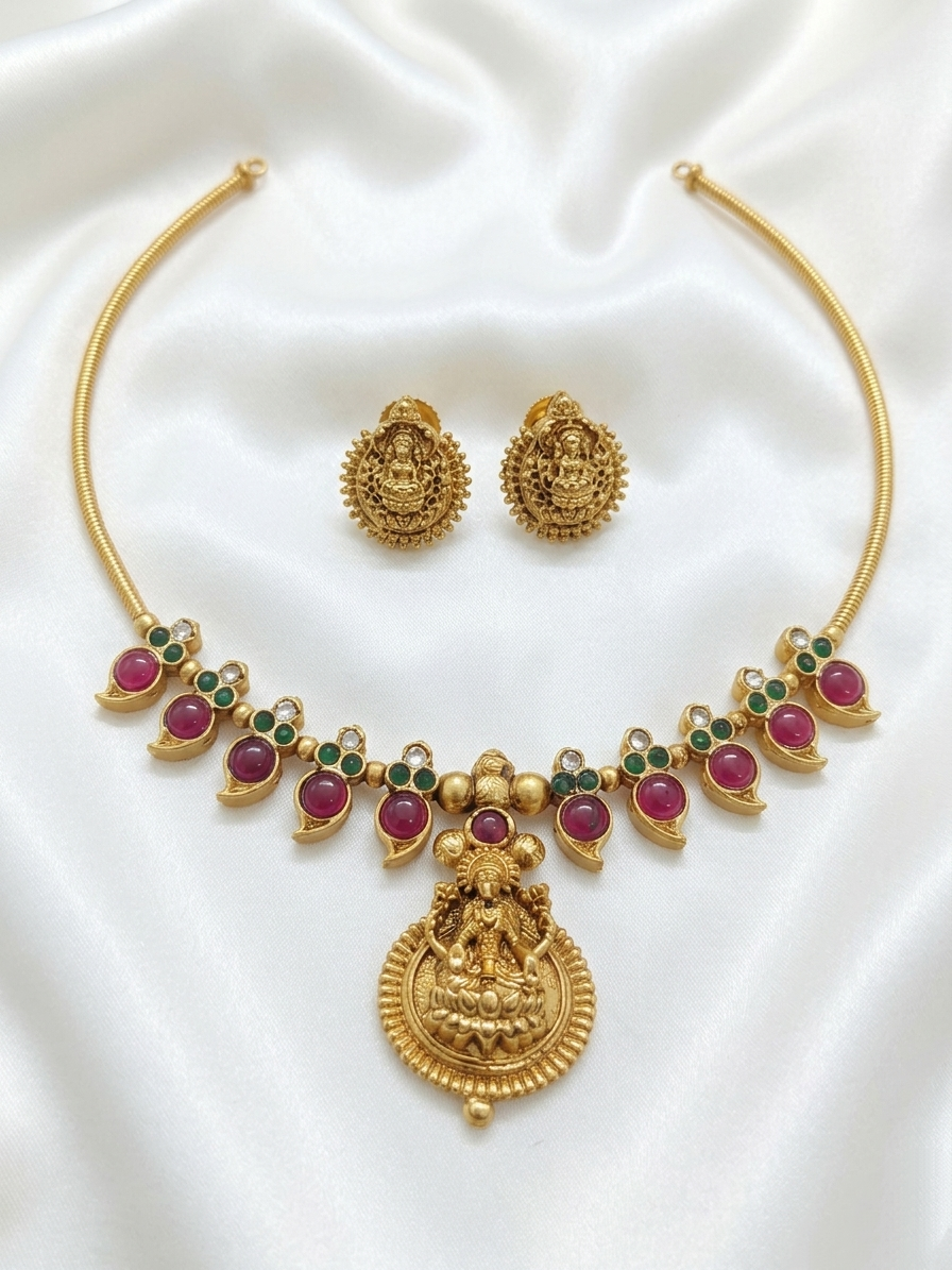 Lakshmi Pendant Hasli Necklace Set