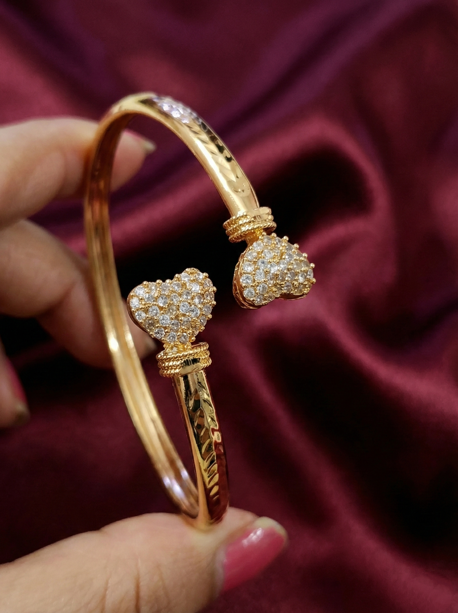 Micro Polish Heart AD Adjustable Bangle
