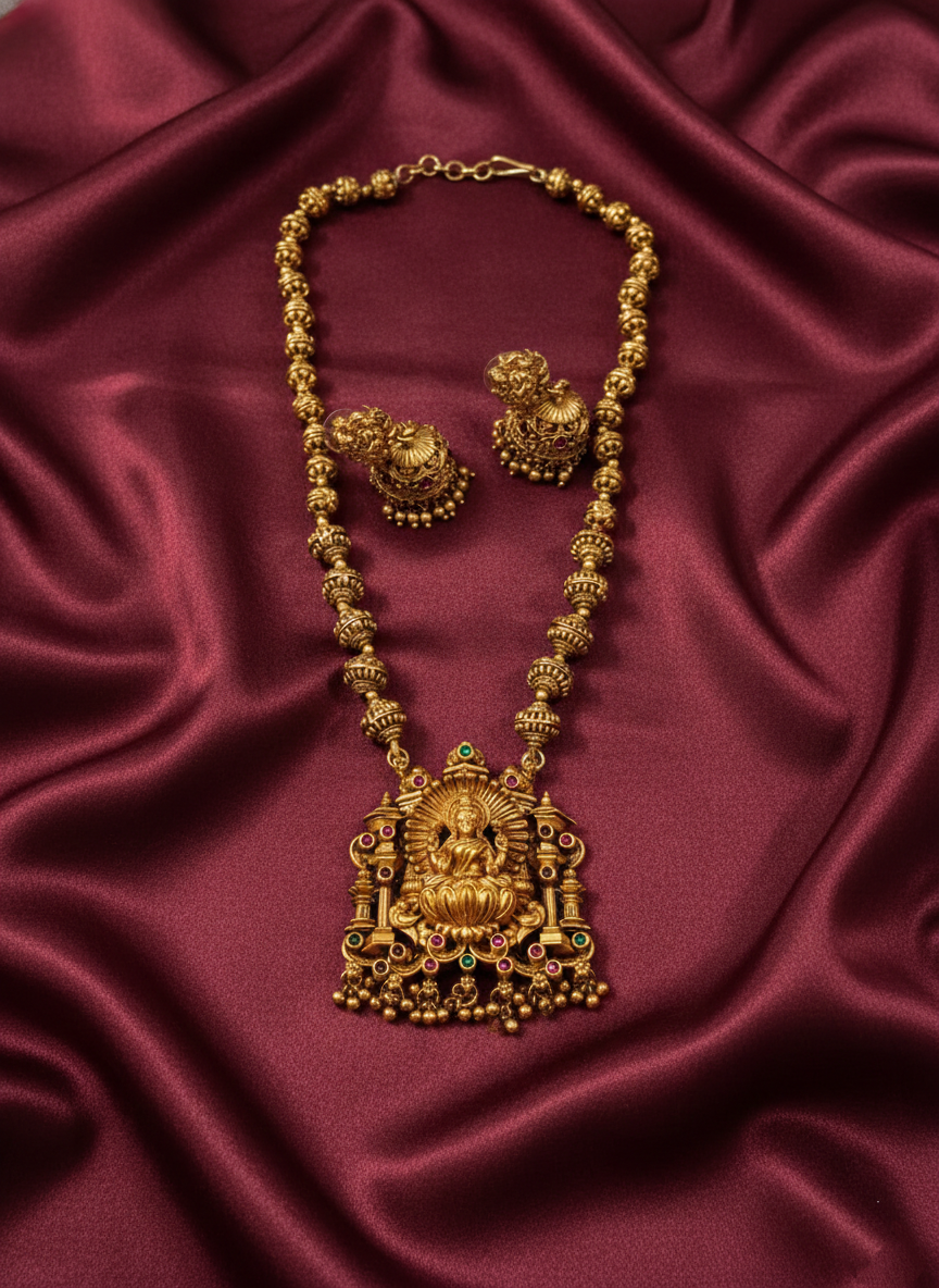 Temple Ananda Lakshmi Mid Long Necklace Set