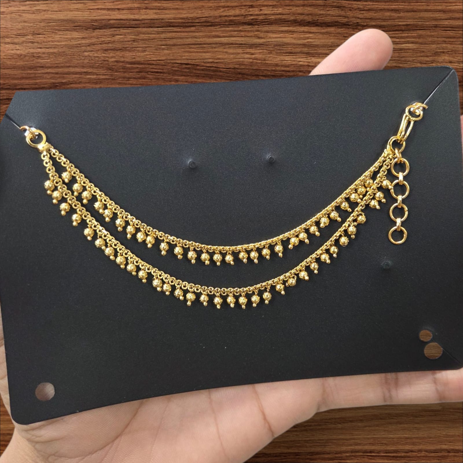 2 Layer Golden Beads Ear chain