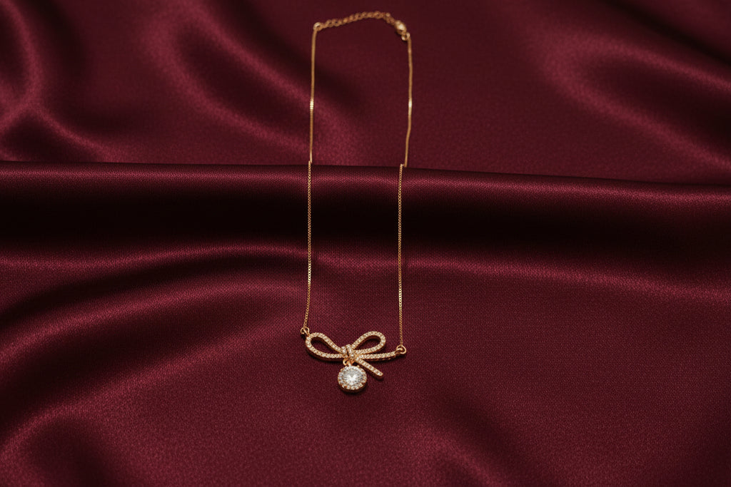 Rose gold Simple AD Pendant Necklace Set