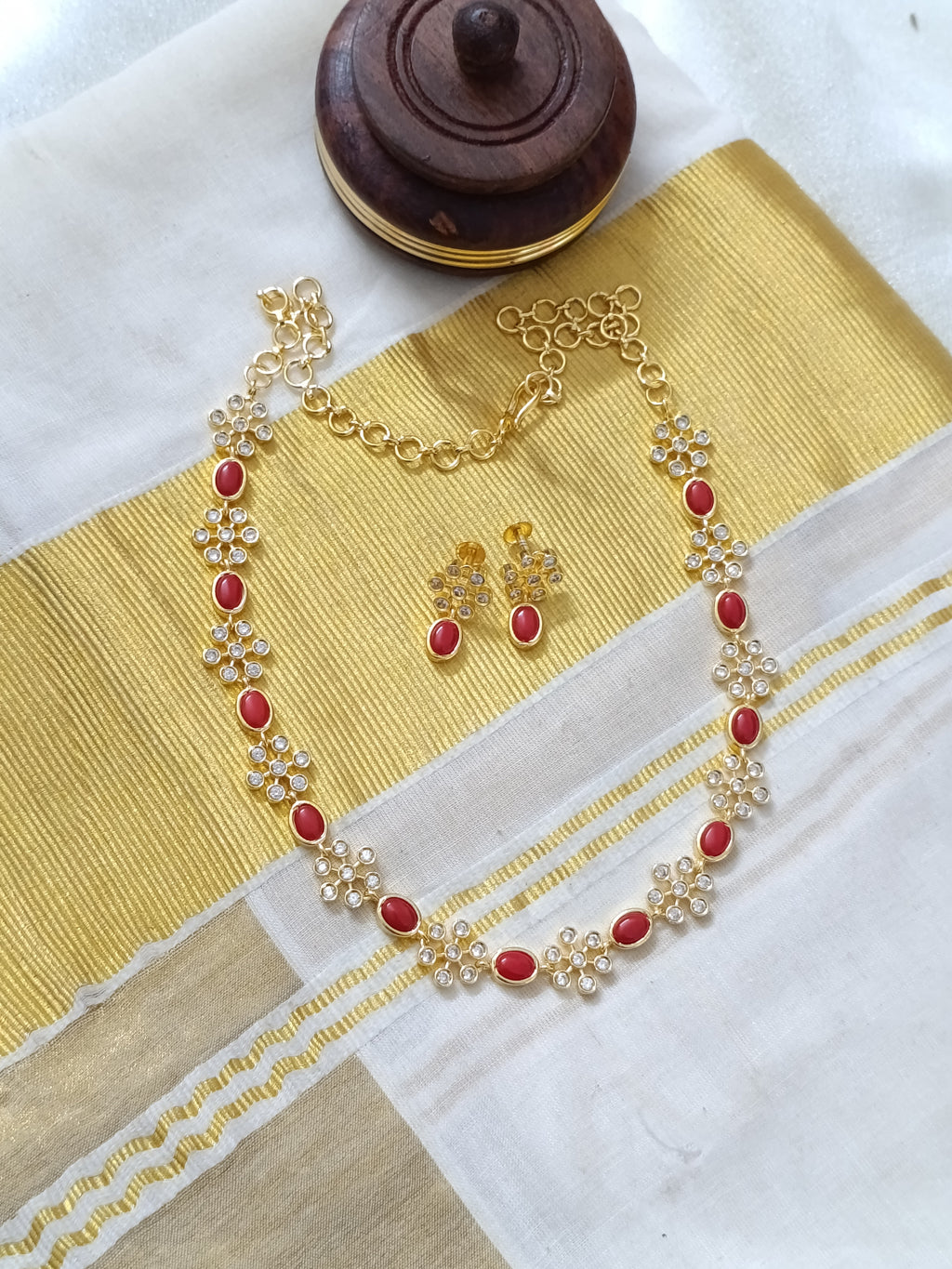 Micro Polish AD Flower Necklace Set