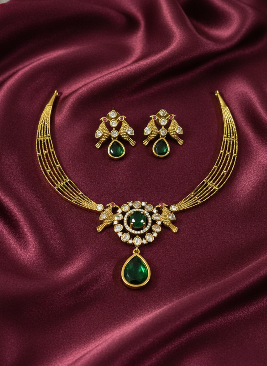 Matte Finish AD Hasli Necklace Set V4