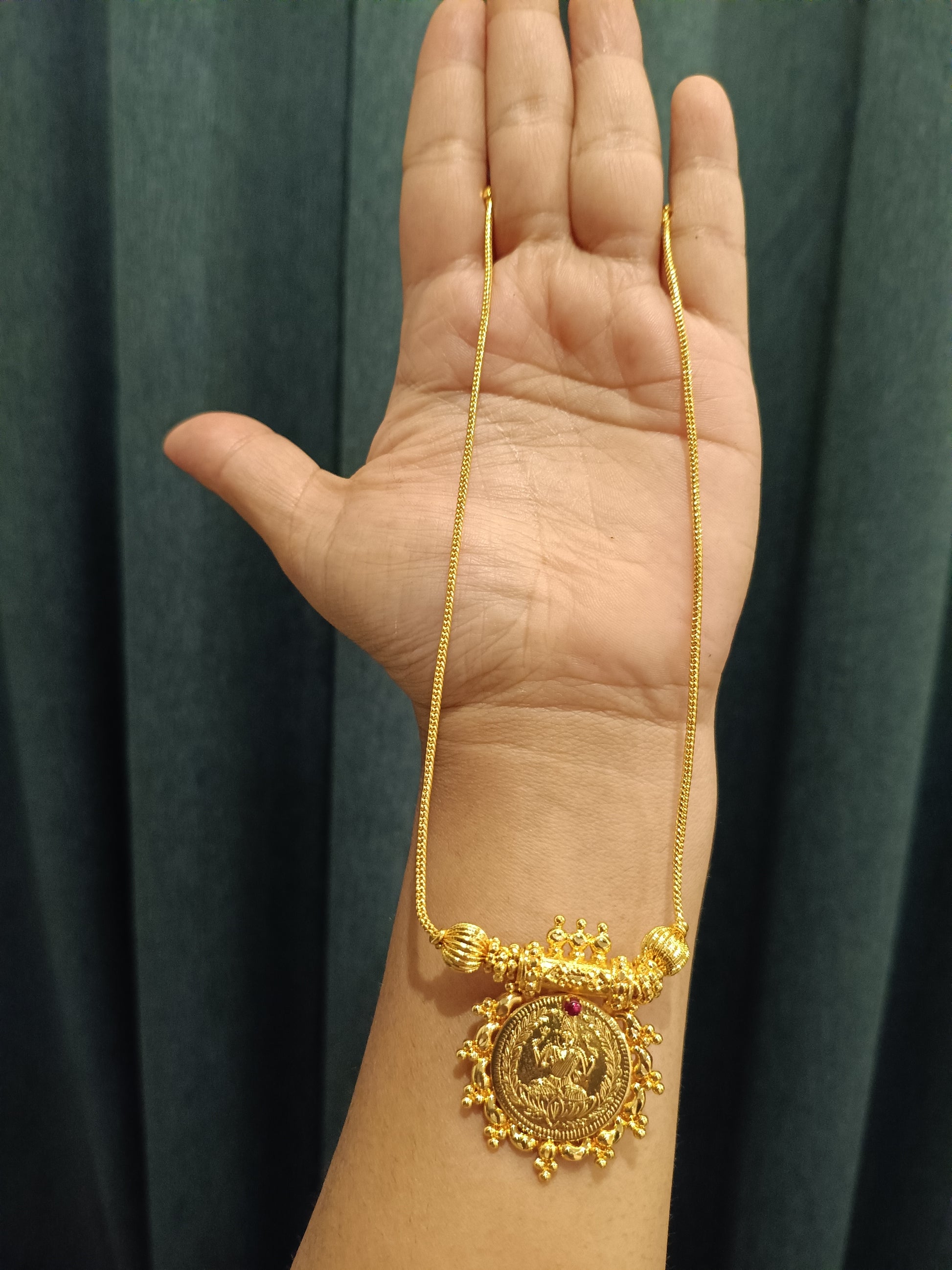 Micro Polish Lakshmi Coin Pendant Necklace V2