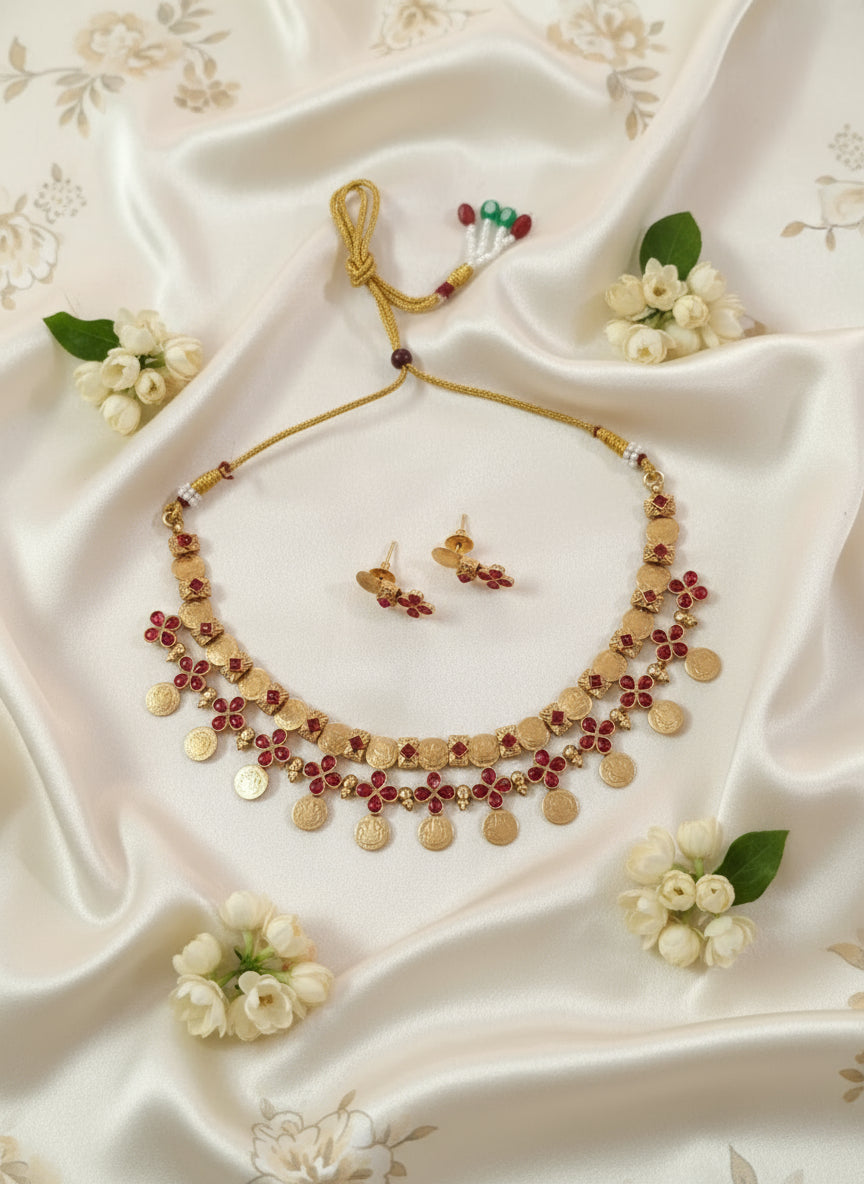 Coin Flower Necklace Set