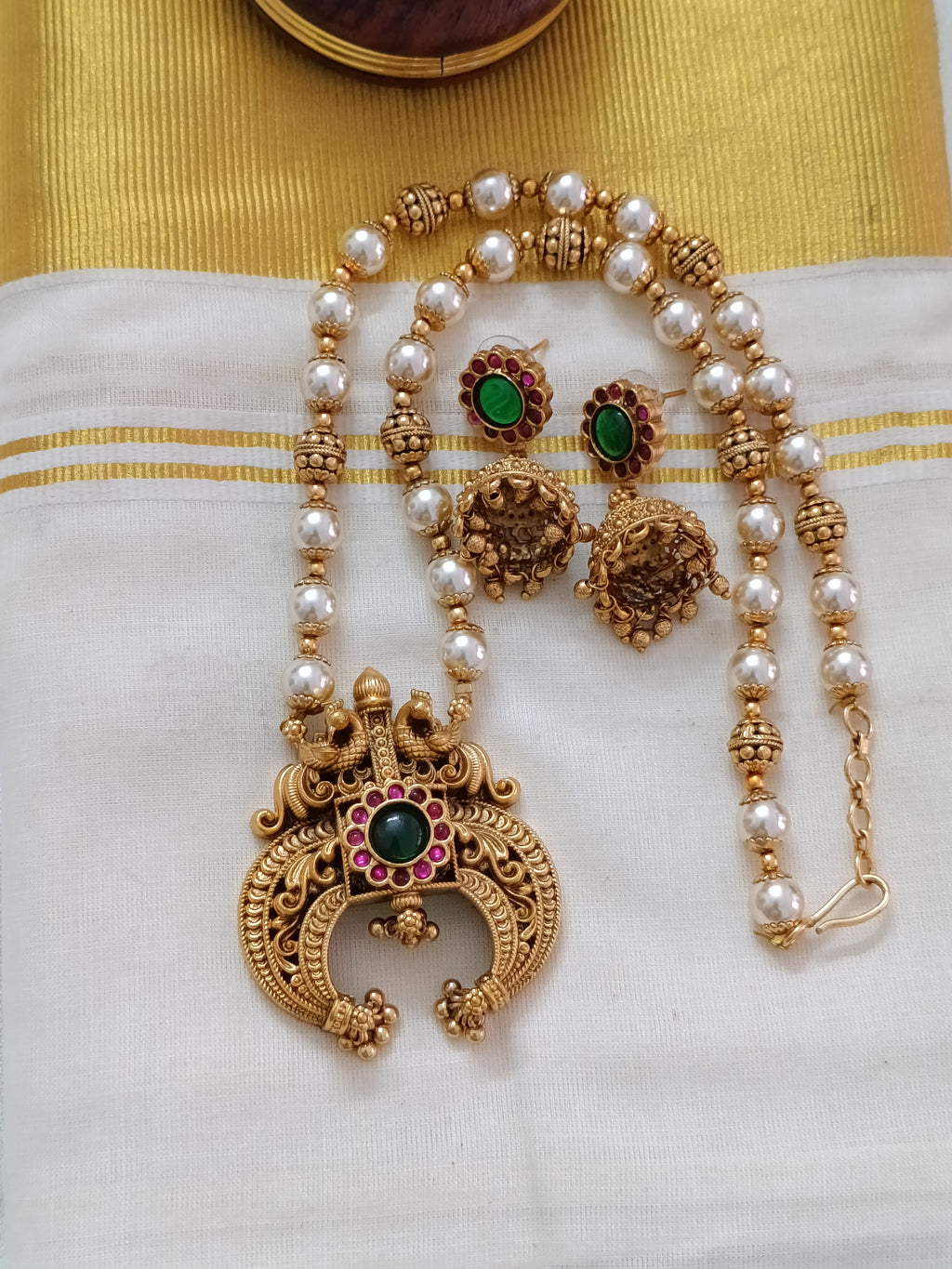 Non Idol Pearl Mid Long Necklace Set