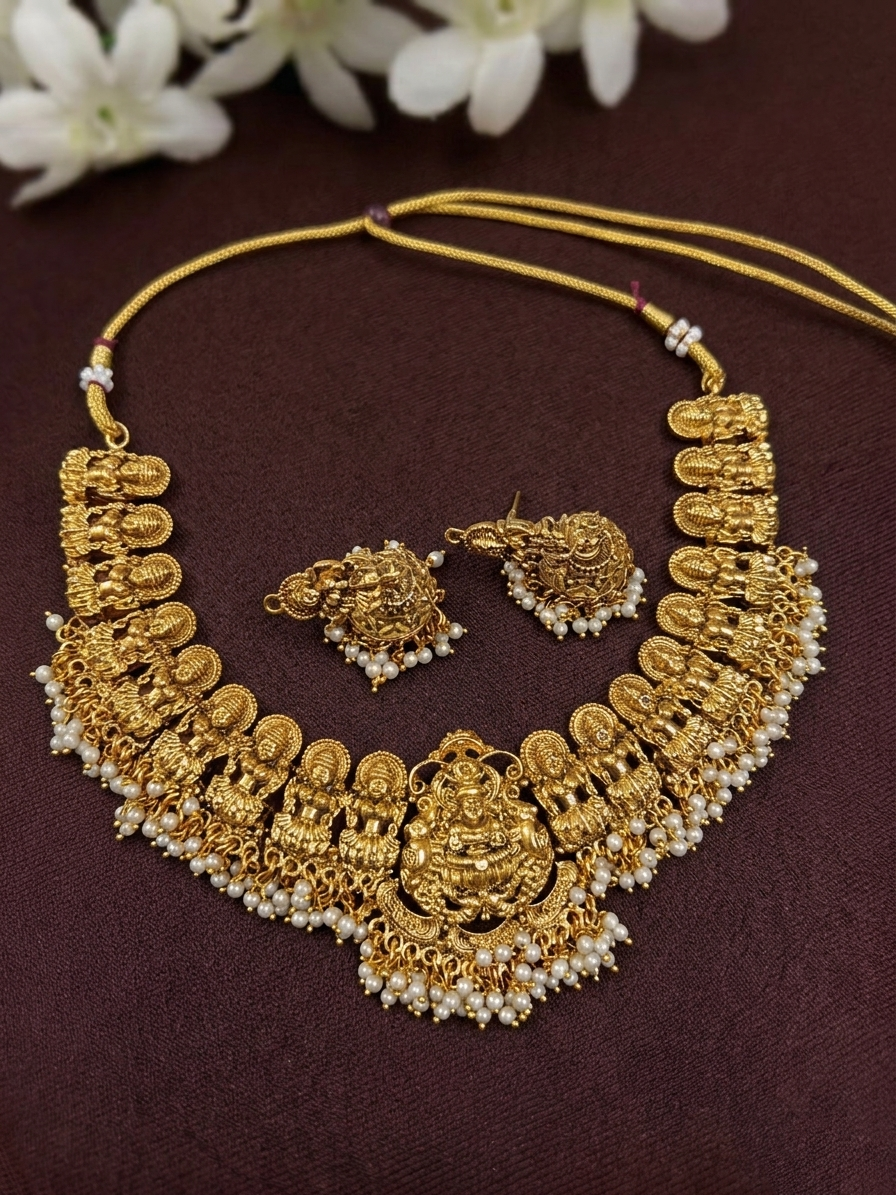 Temple Lakshmi Necklace Set V1
