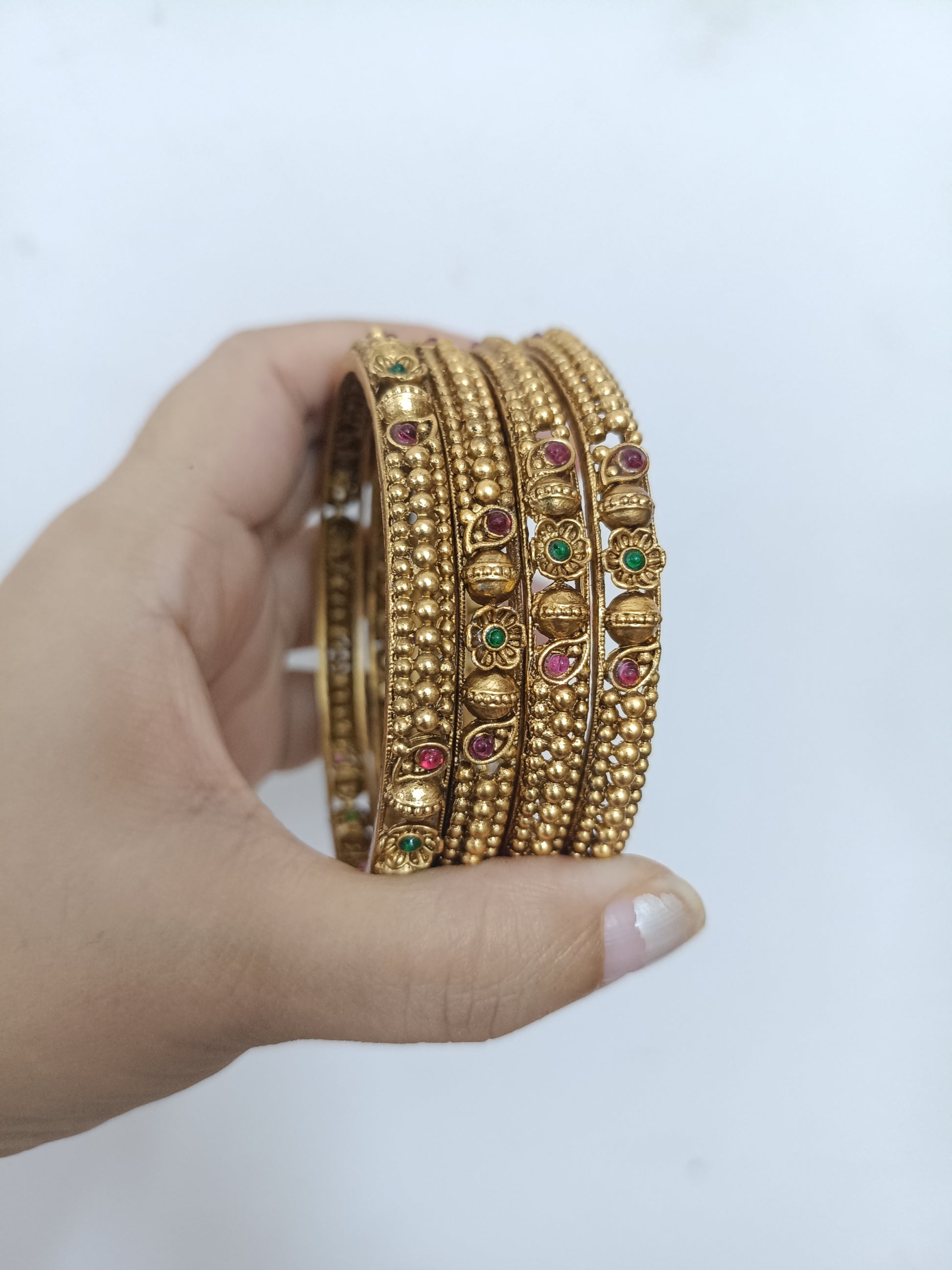 Low Budget Matte Finish Non Idol Bangle Set of 4 V10