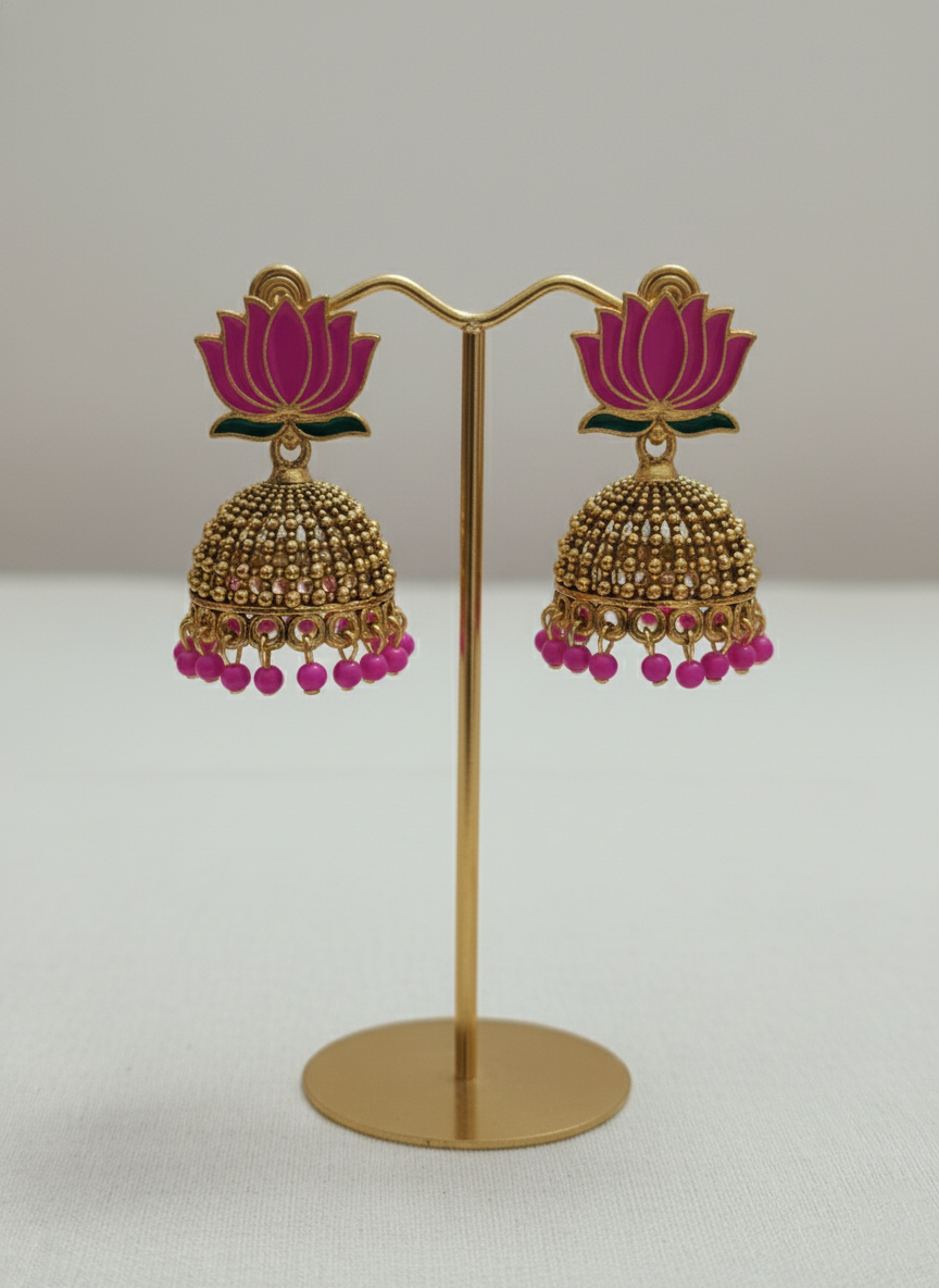 Low Budget Lotus Jhumkas Earring V2