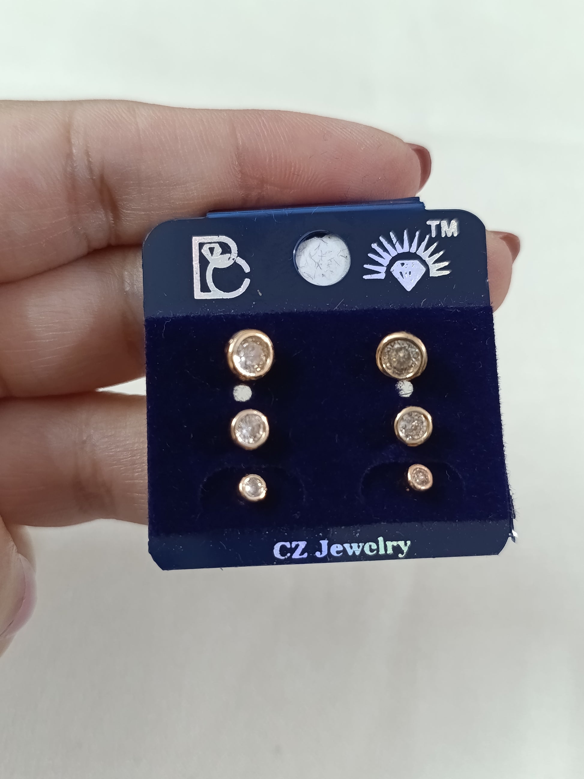 Bezel Triple CZ Earring Combo