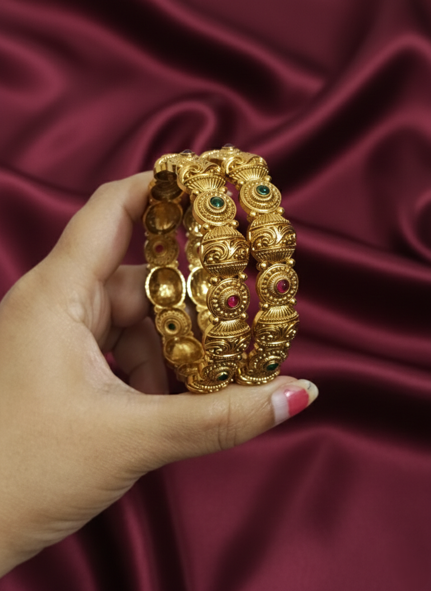 Low Budget Non Idol Matte Finish Bangle Set of 2